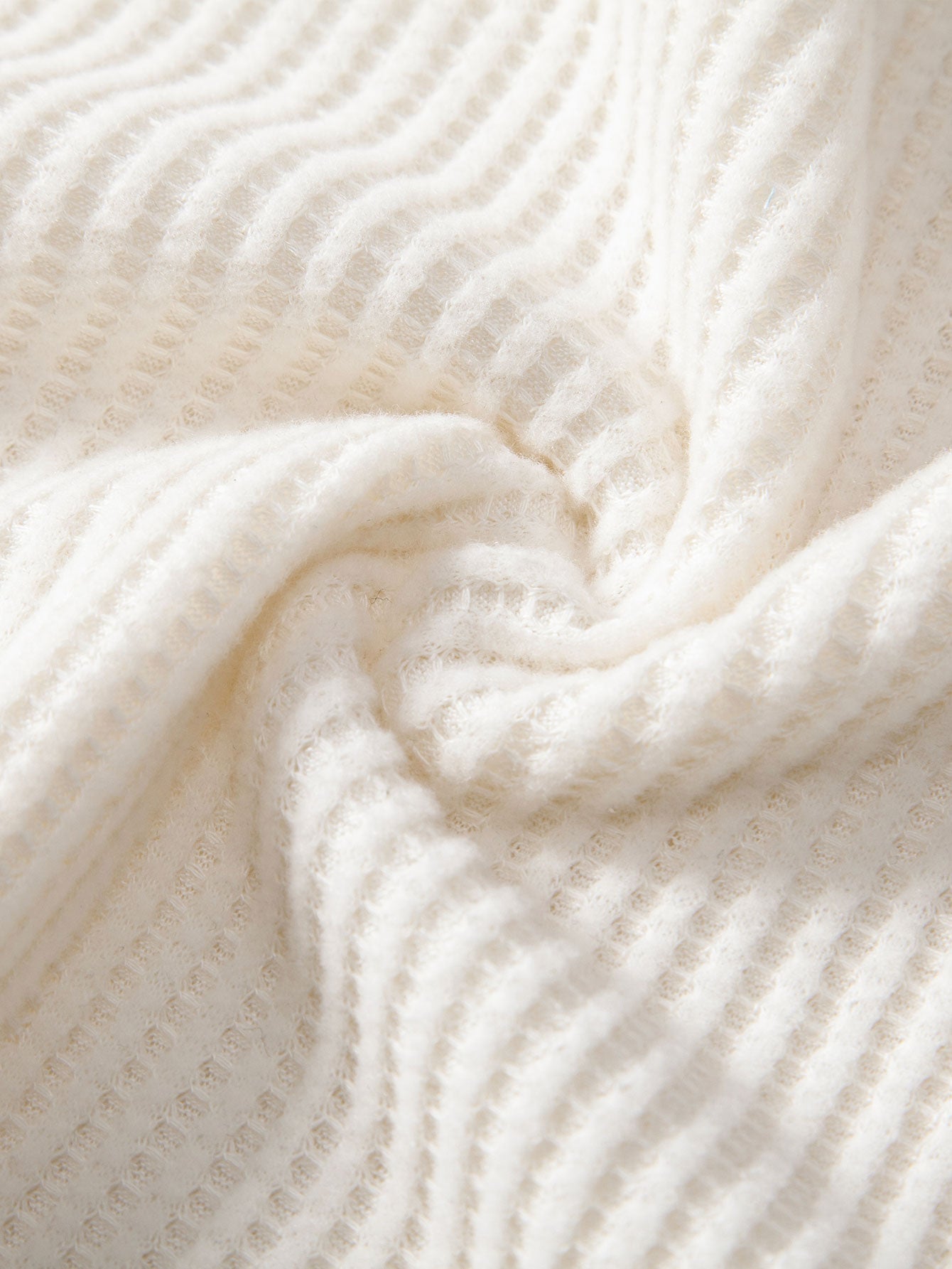 Short Sleeved Waffle V-neck Polo & Drawstring Knitted Waffle Shorts