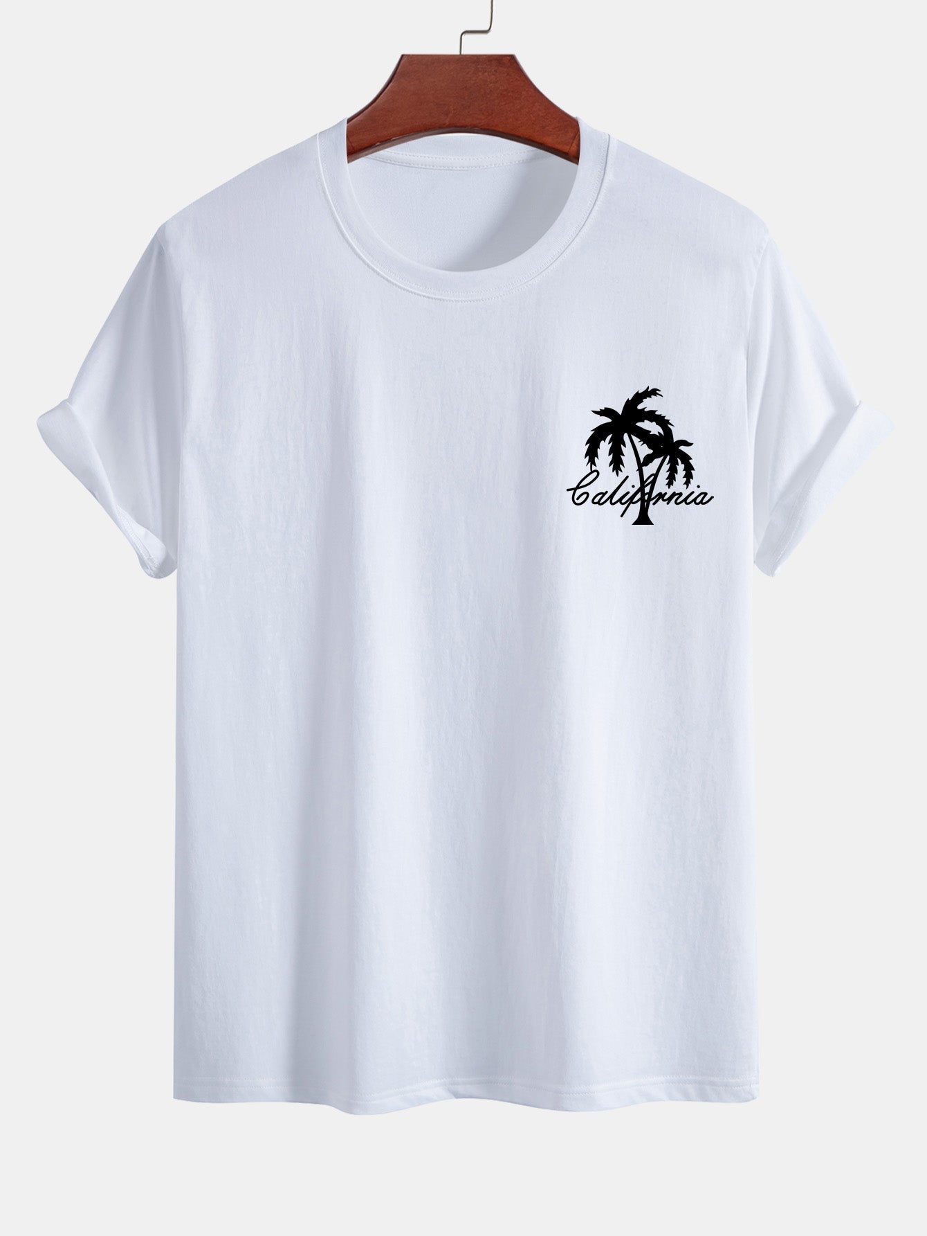 California Palm Tree Print Cotton T-Shirt & Swim Shorts