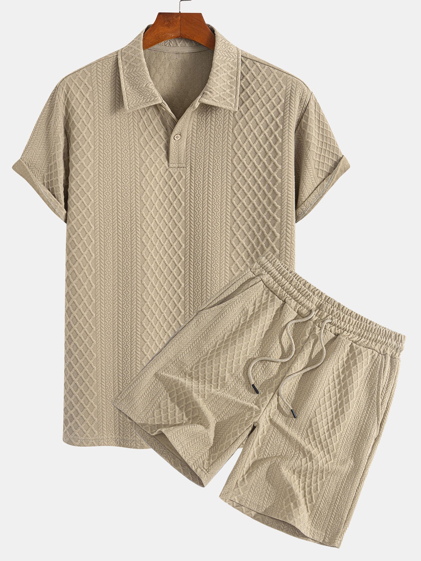 Geometric Diamond Jacquard Polo & Shorts