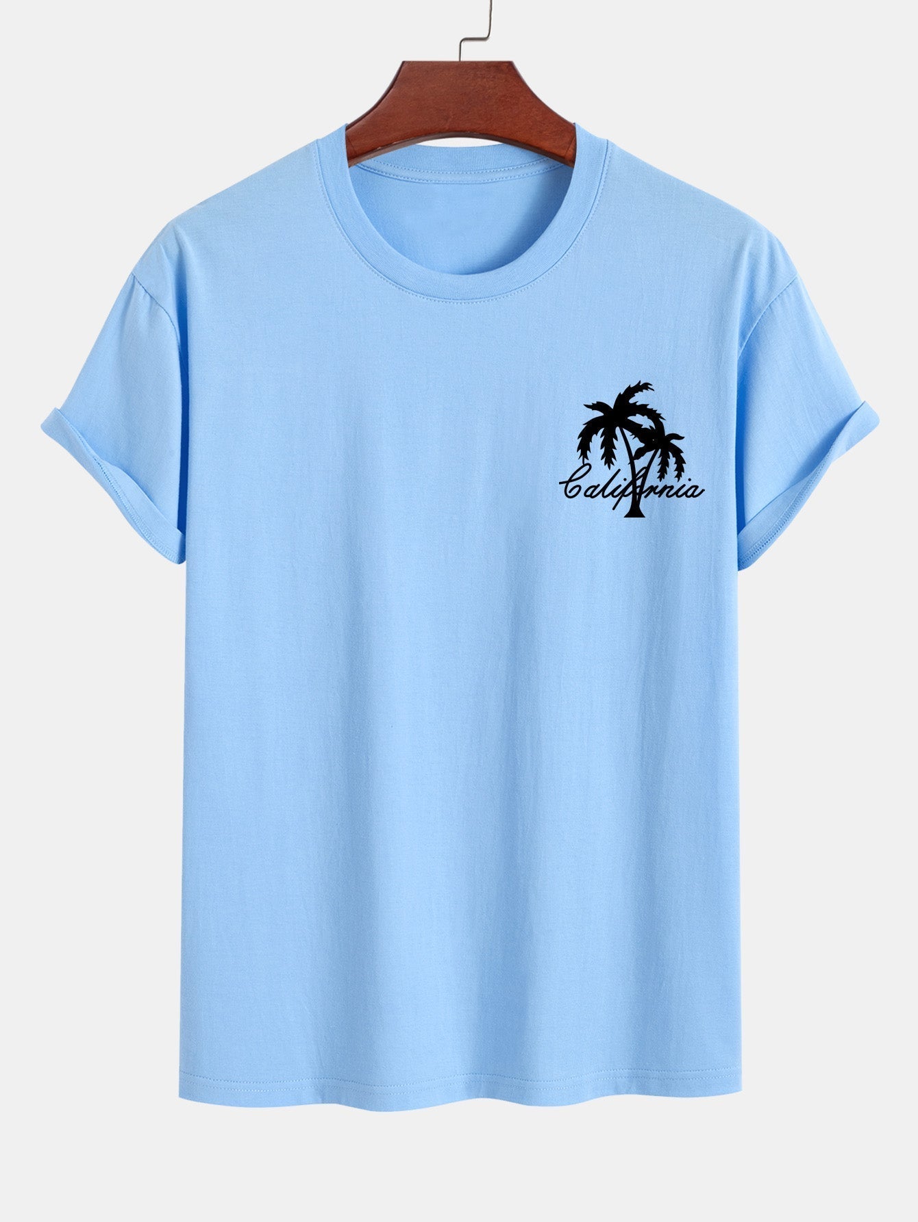 California Palm Tree Print Cotton T-Shirt & Swim Shorts