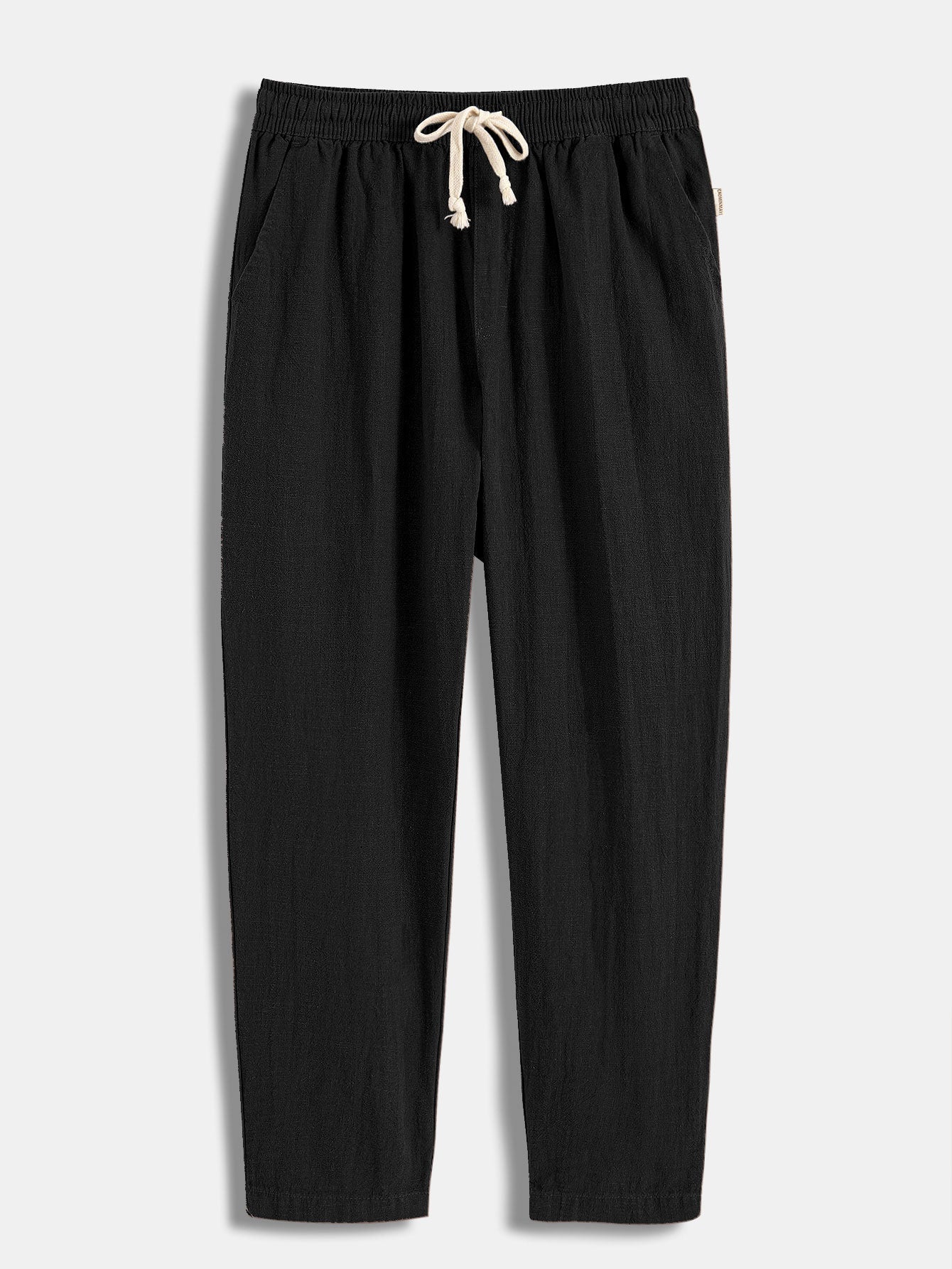 Short Sleeve Geometry Textured Cuban Shirt & Linen Cotton Blend Cropped Pants