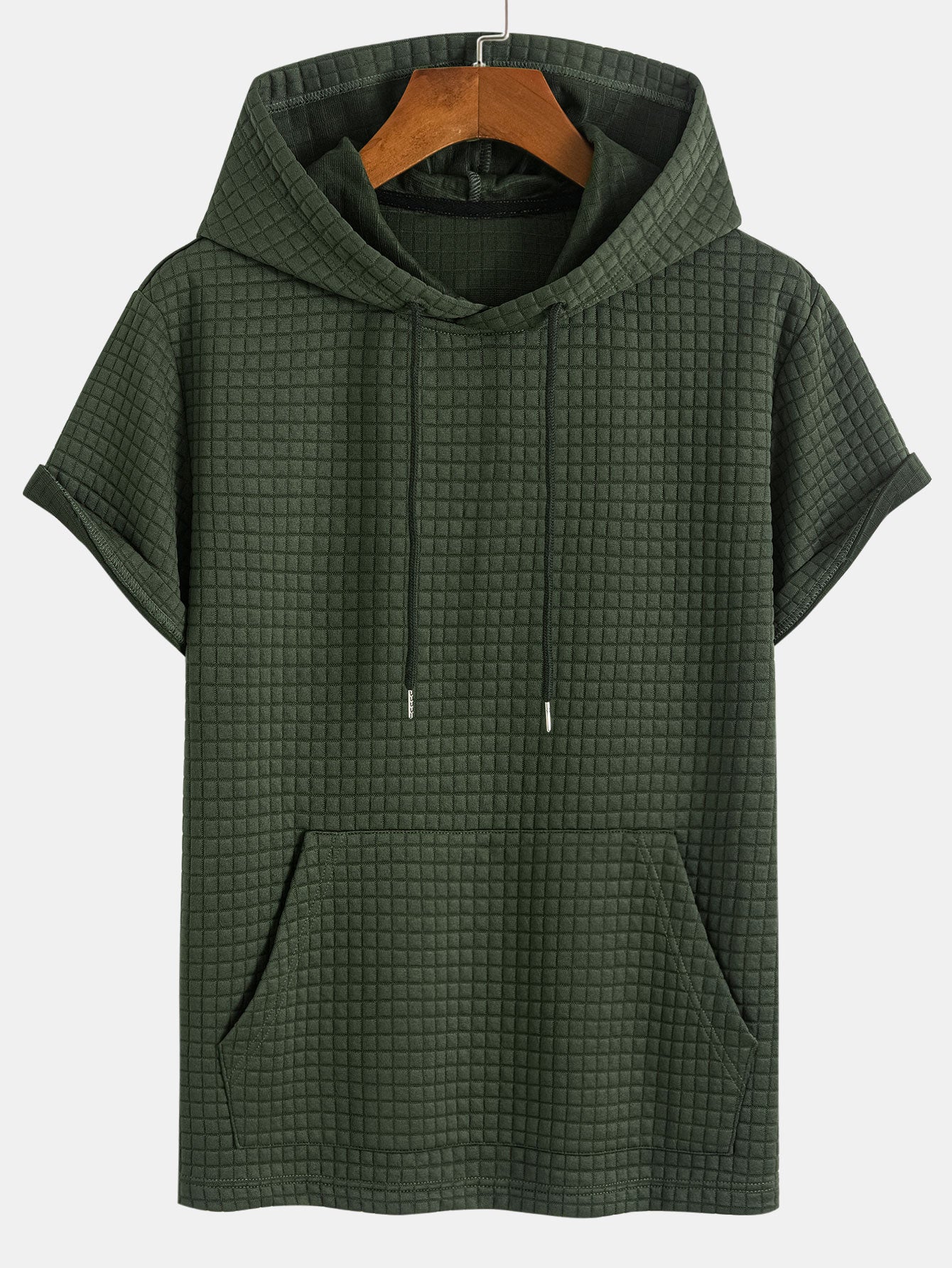 Kangaroo Pocket Waffle Hooded T-Shirt & Shorts