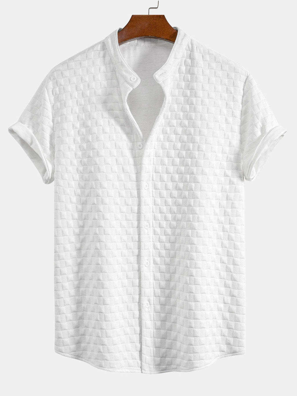 Checkerboard Stand Collar Shirt & Checkerboard Jacquard Shorts