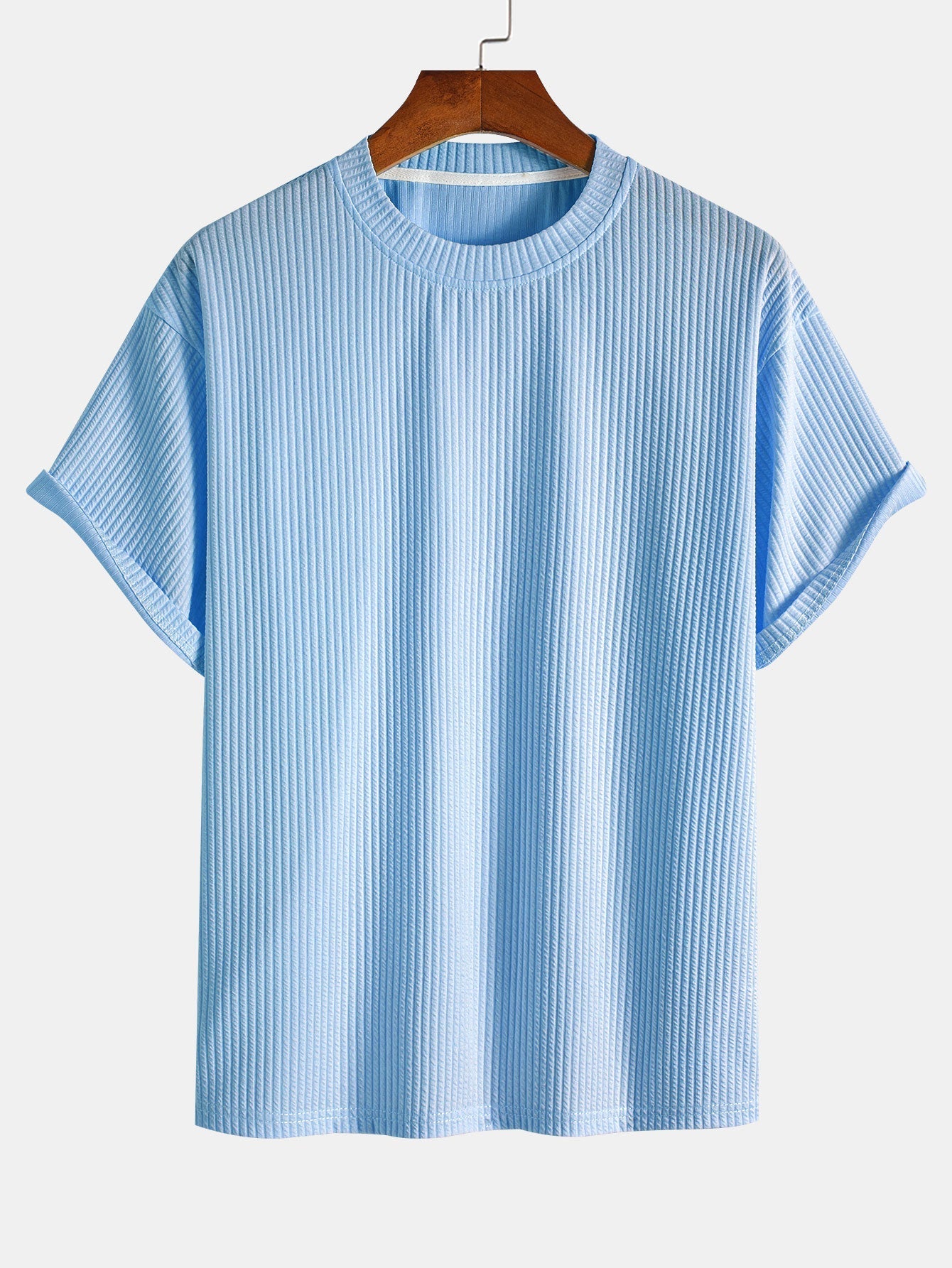 Relax Fit Ribbed T-Shirt & Drawstring Ribbed Shorts