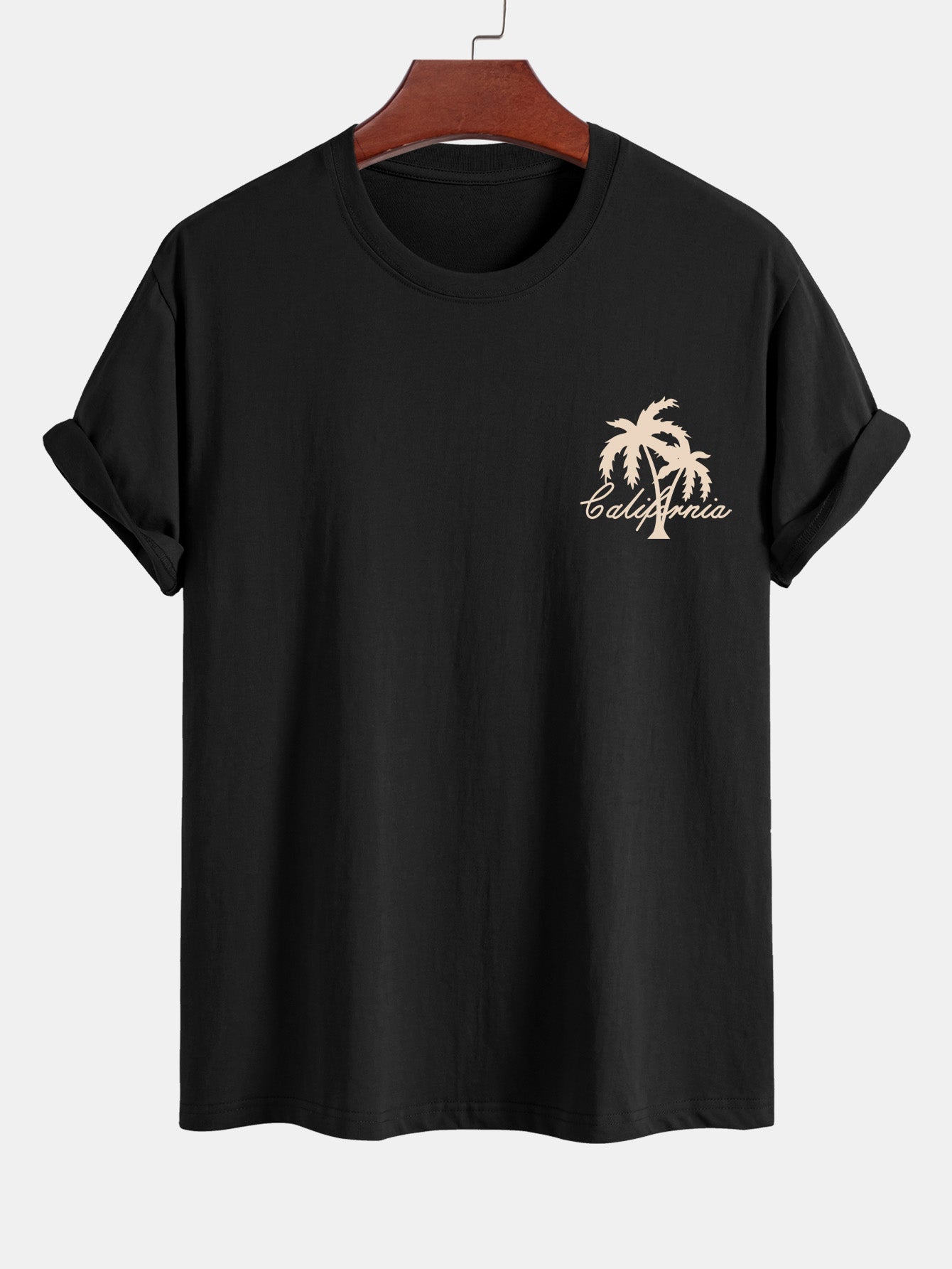 California Palm Tree Print Cotton T-Shirt & Swim Shorts