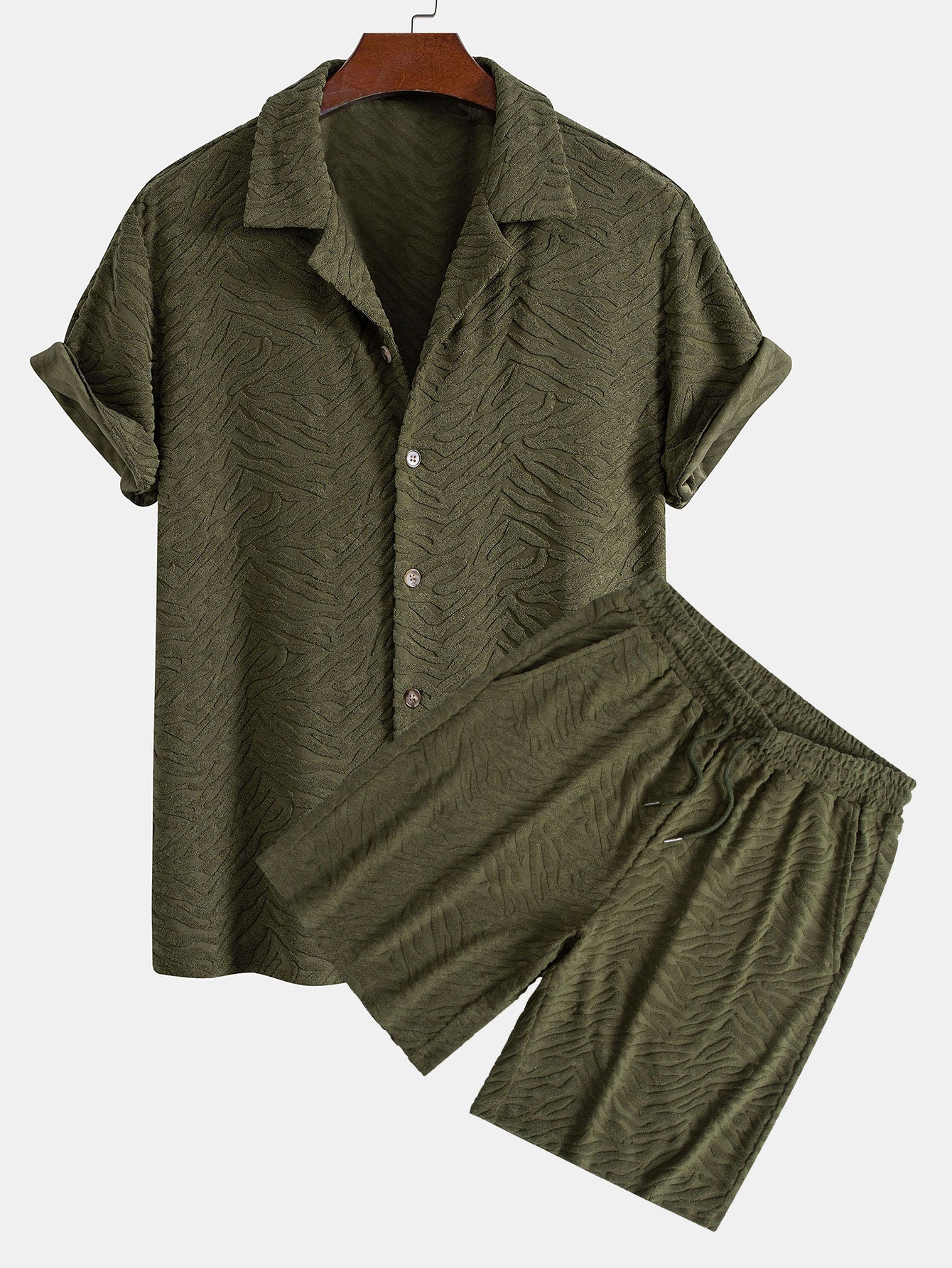 Animal Texture Terry Cuban Shirt & Shorts