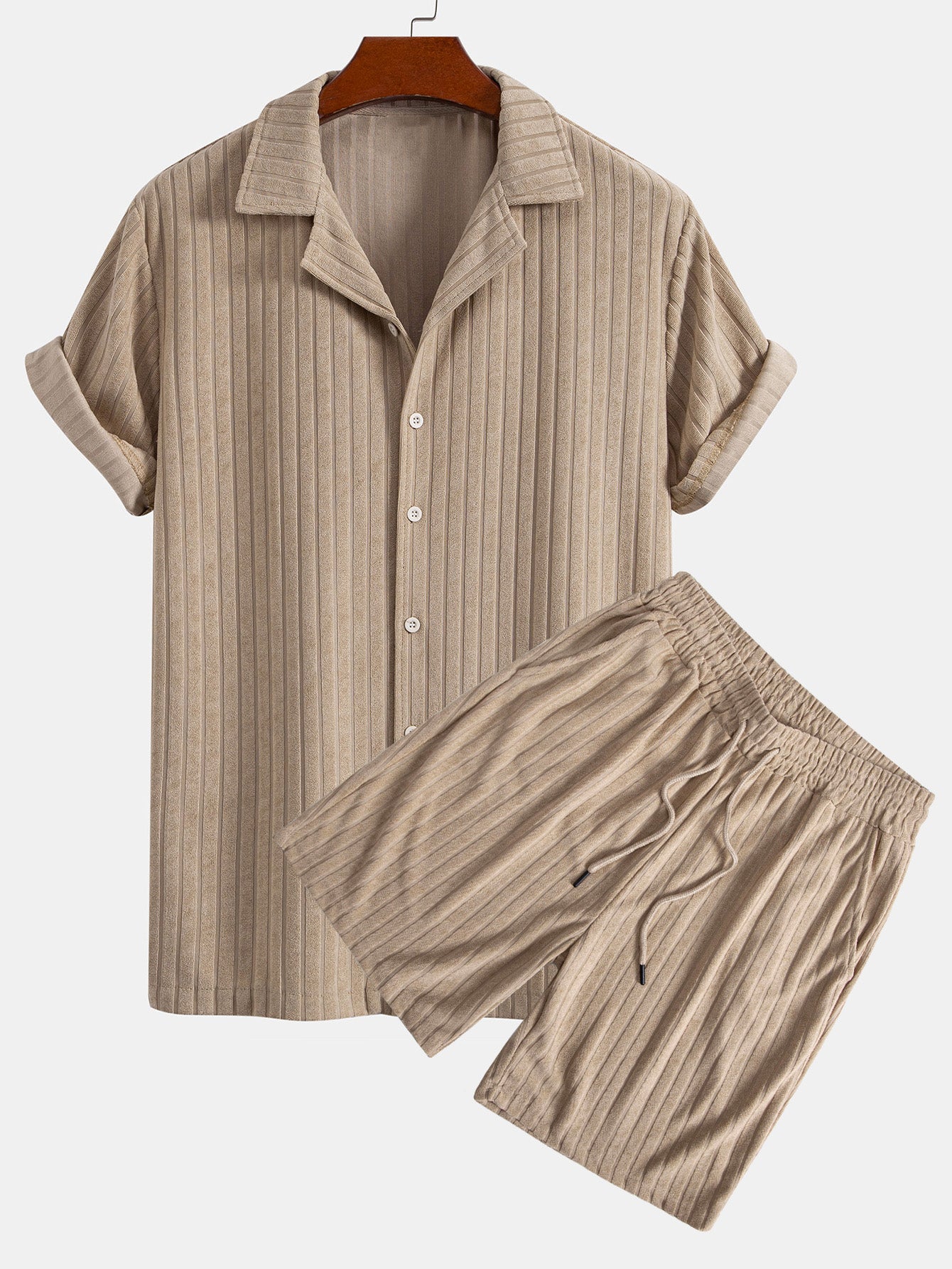 Striped Terry Cuban Shirt & Striped Terry Cuban Shorts