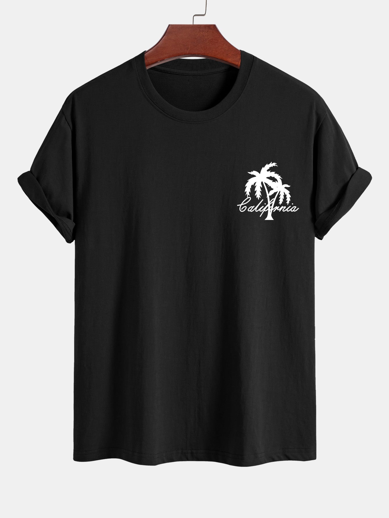 Regular Fit California Palm Tree Print Cotton T-Shirt & Palm Tree Print Swim Shorts