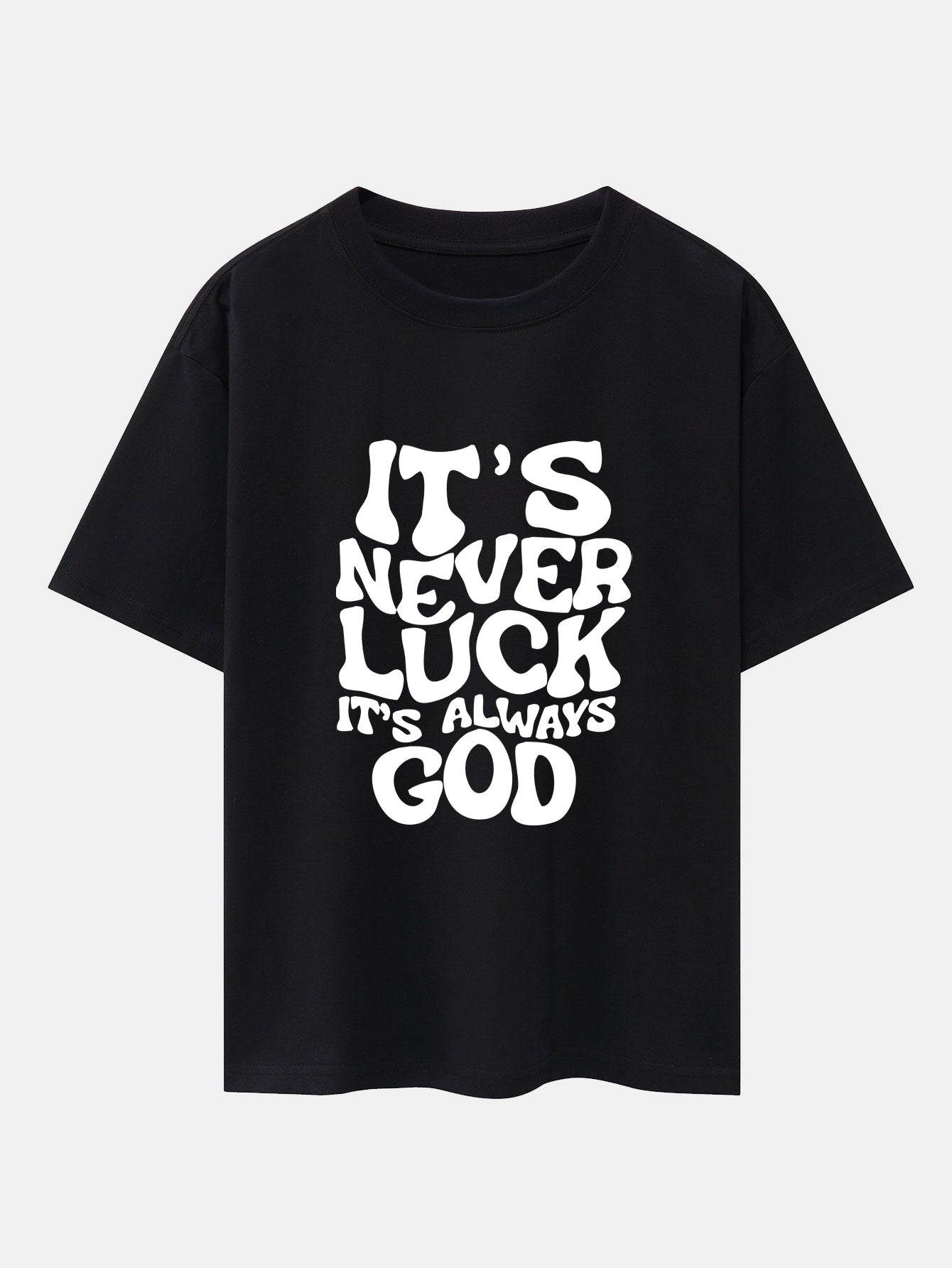 God Slogan Print Drop Shoulder Oversize T-Shirt  & Drawstring Corduroy Shorts
