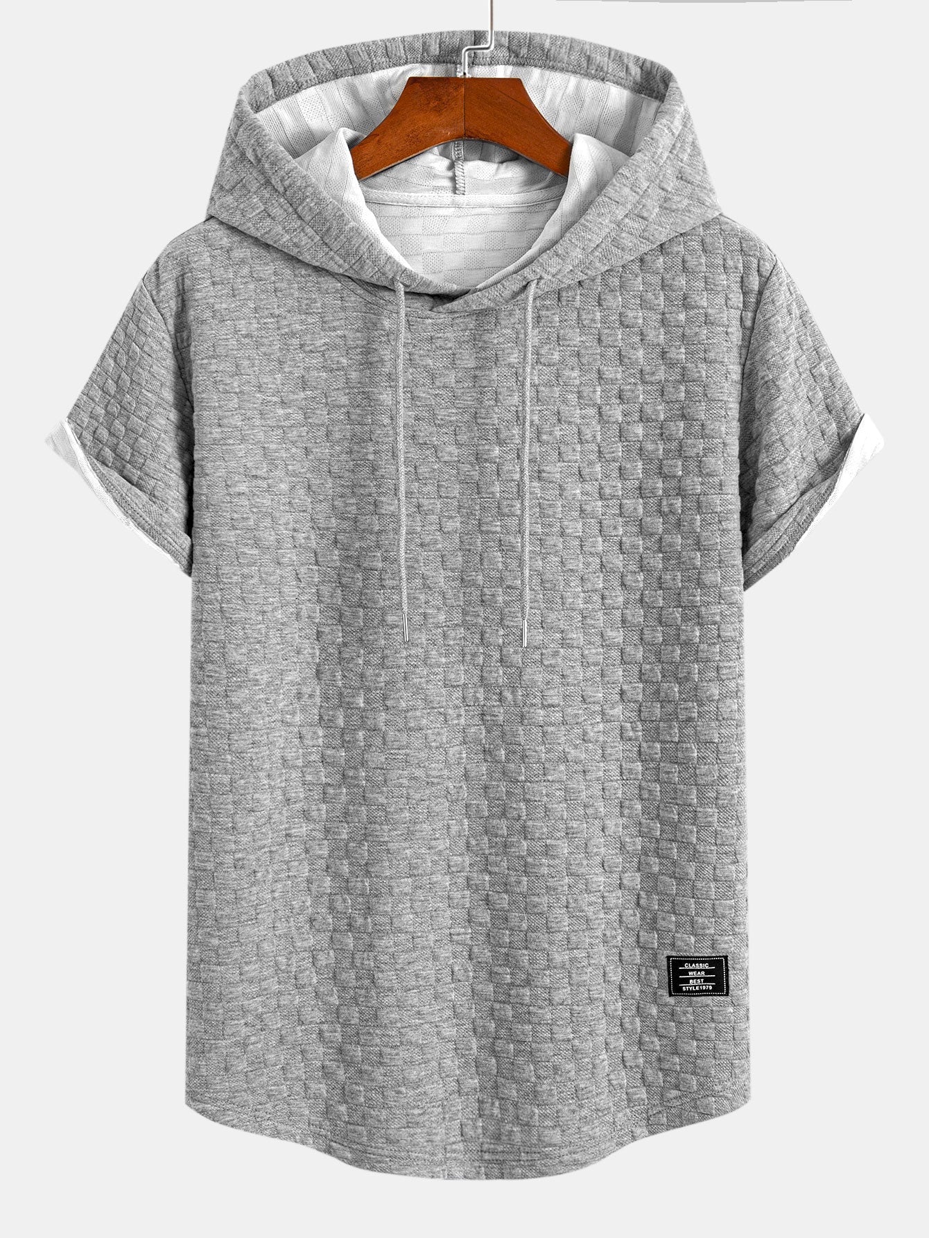 Checkerboard Jacquard  Arc Hem Hooded T-Shirt & Checkerboard Jacquard Shorts