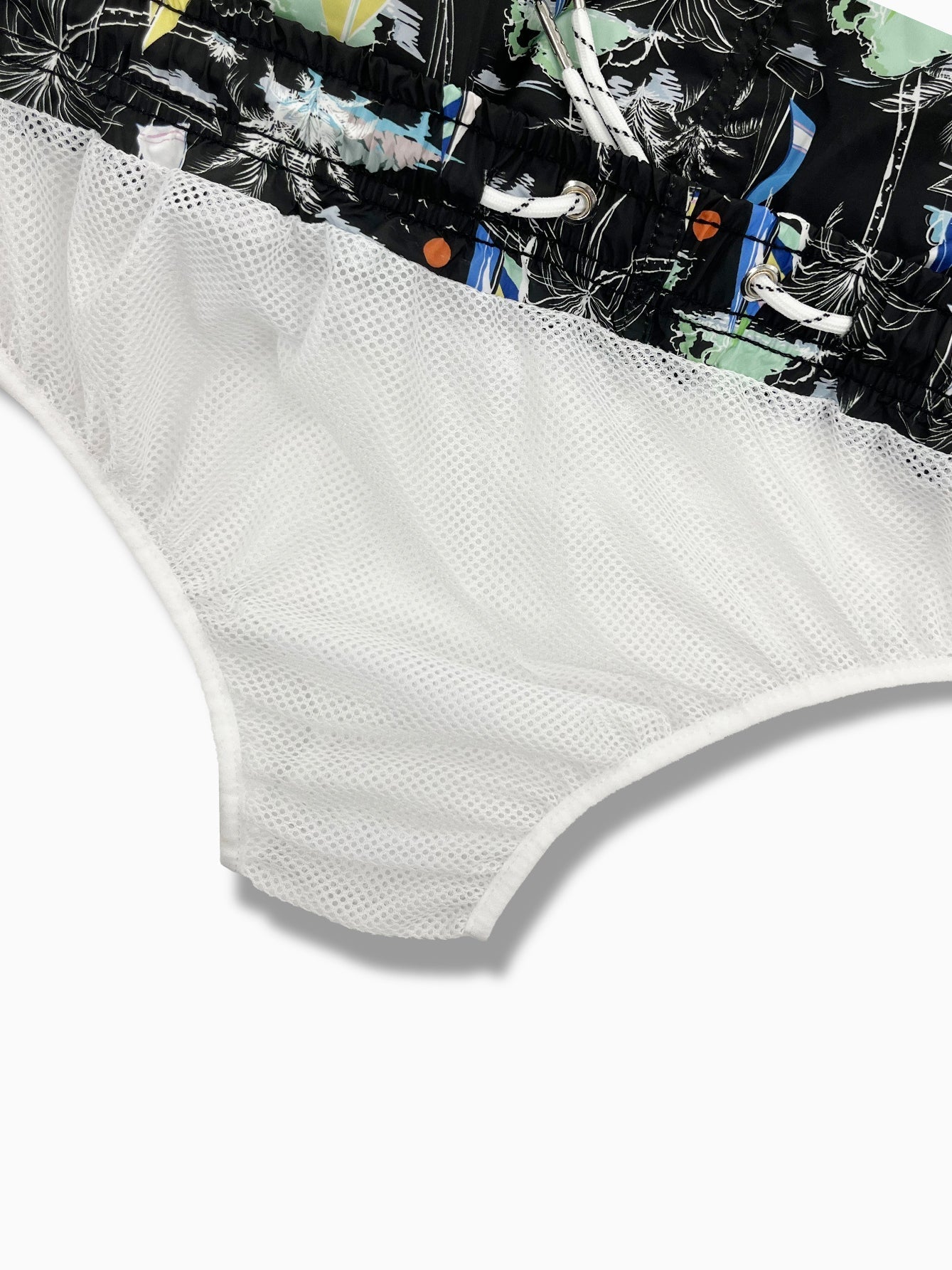 Linen Rayon Blend Button Up Shirt & Palm Tree Sailboat Print Swim Shorts