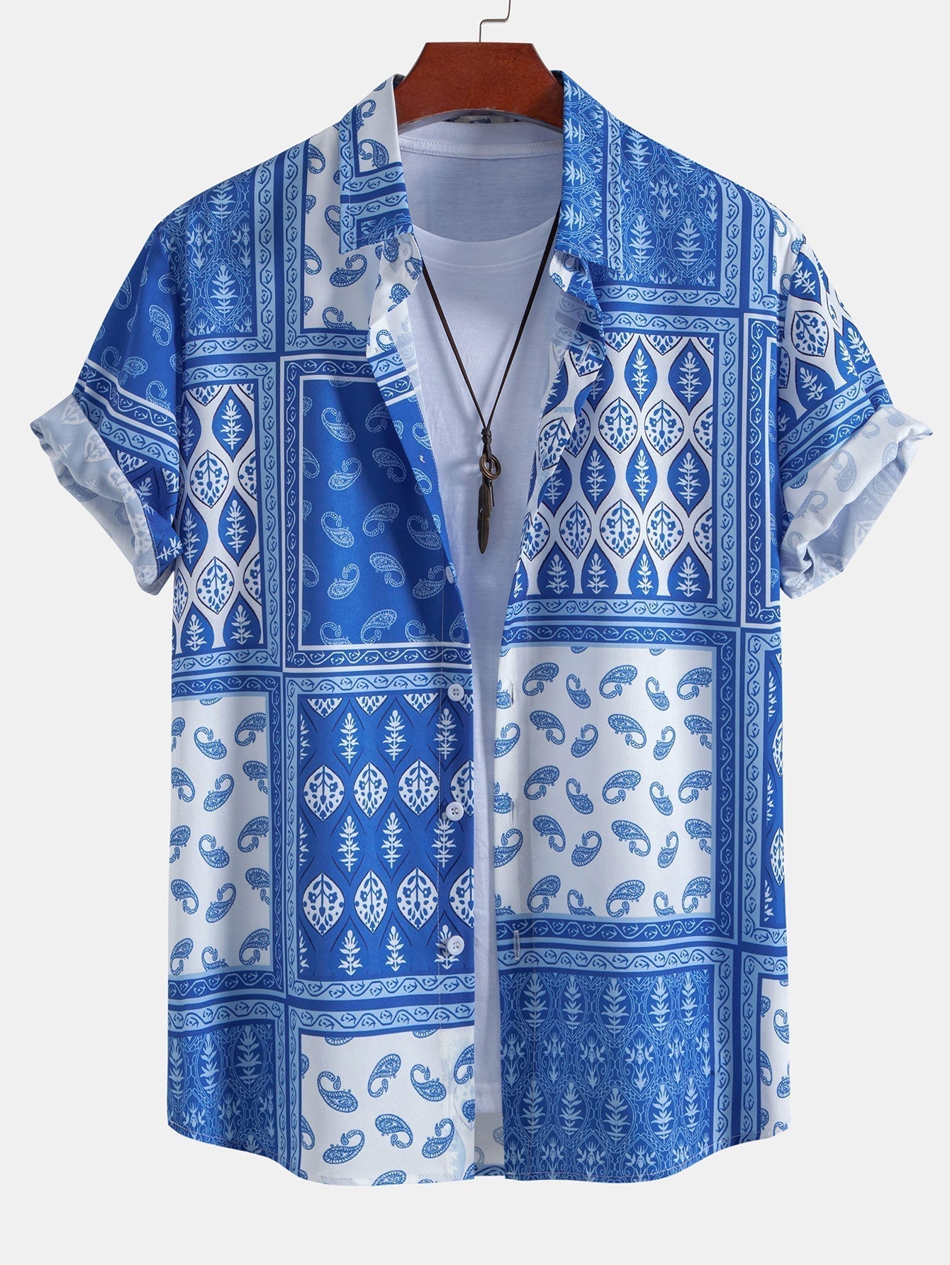 Paisley Border Button Up Shirt & Swim Shorts