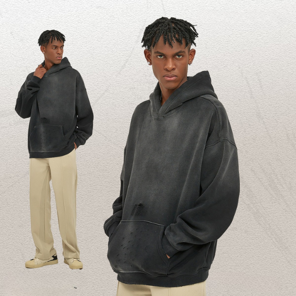 Luster® Unisex Distressed Hoodie