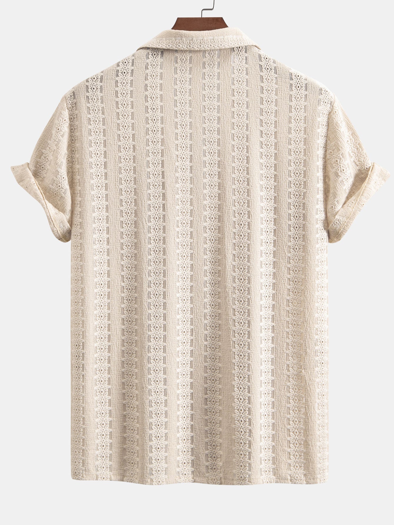 Floral Jacquard Textured Cuban Shirt & Straight Leg Linen Pants