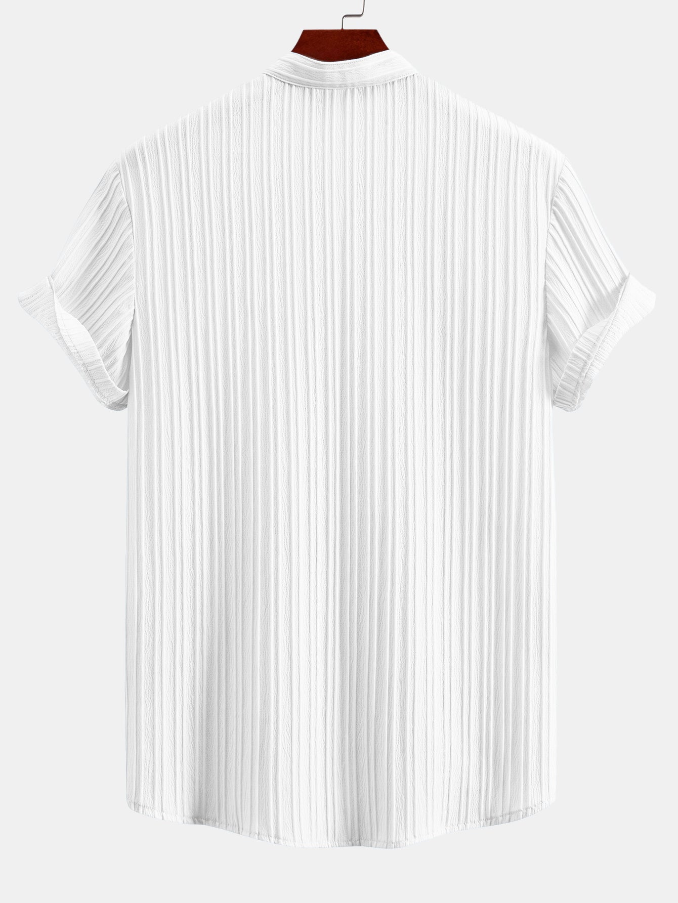 Textured Stand Collar Shirt & Straight Leg Pants