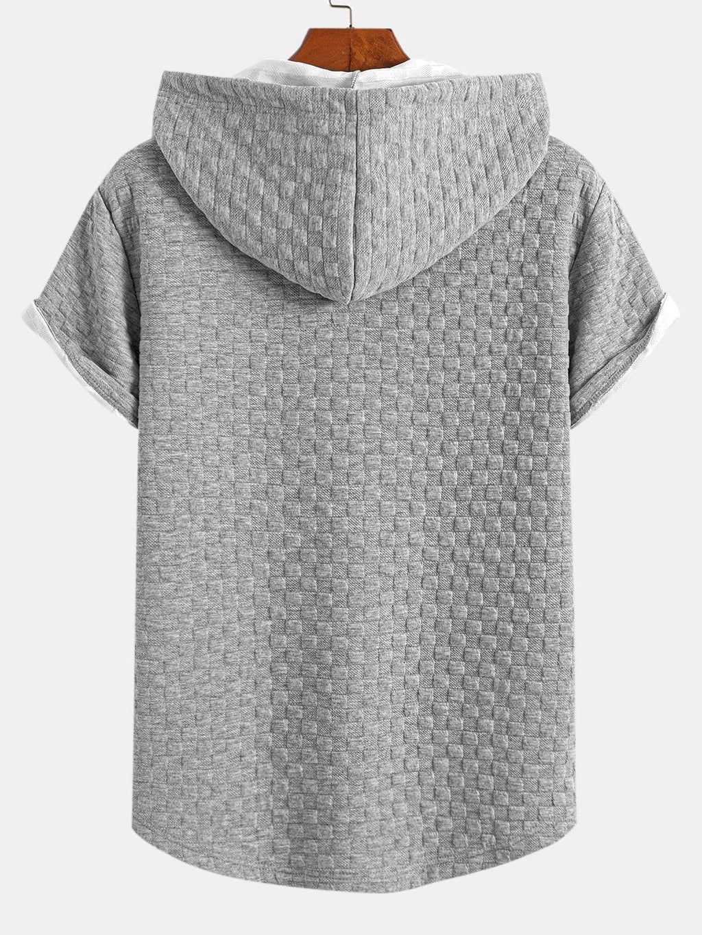 Checkerboard Jacquard  Arc Hem Hooded T-Shirt & Checkerboard Jacquard Shorts