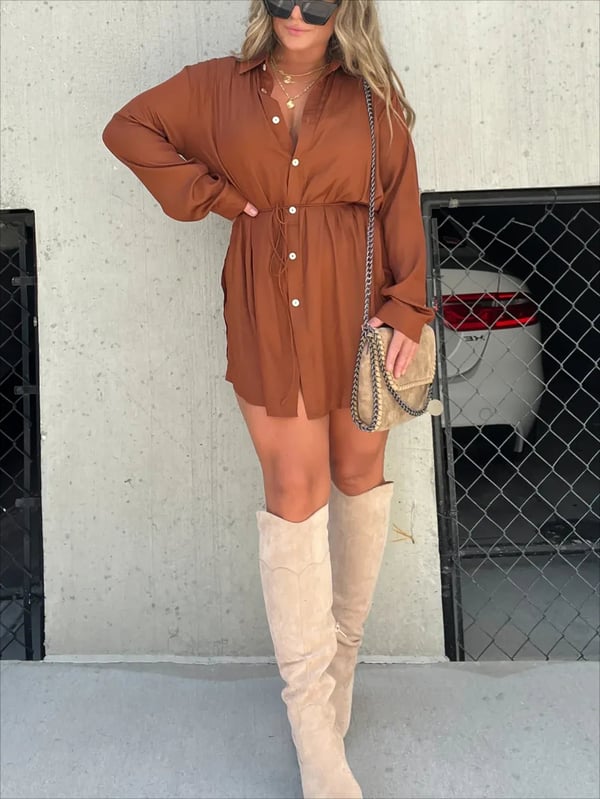 Stella Women’s Long Sleeve Solid Color Shirt Set