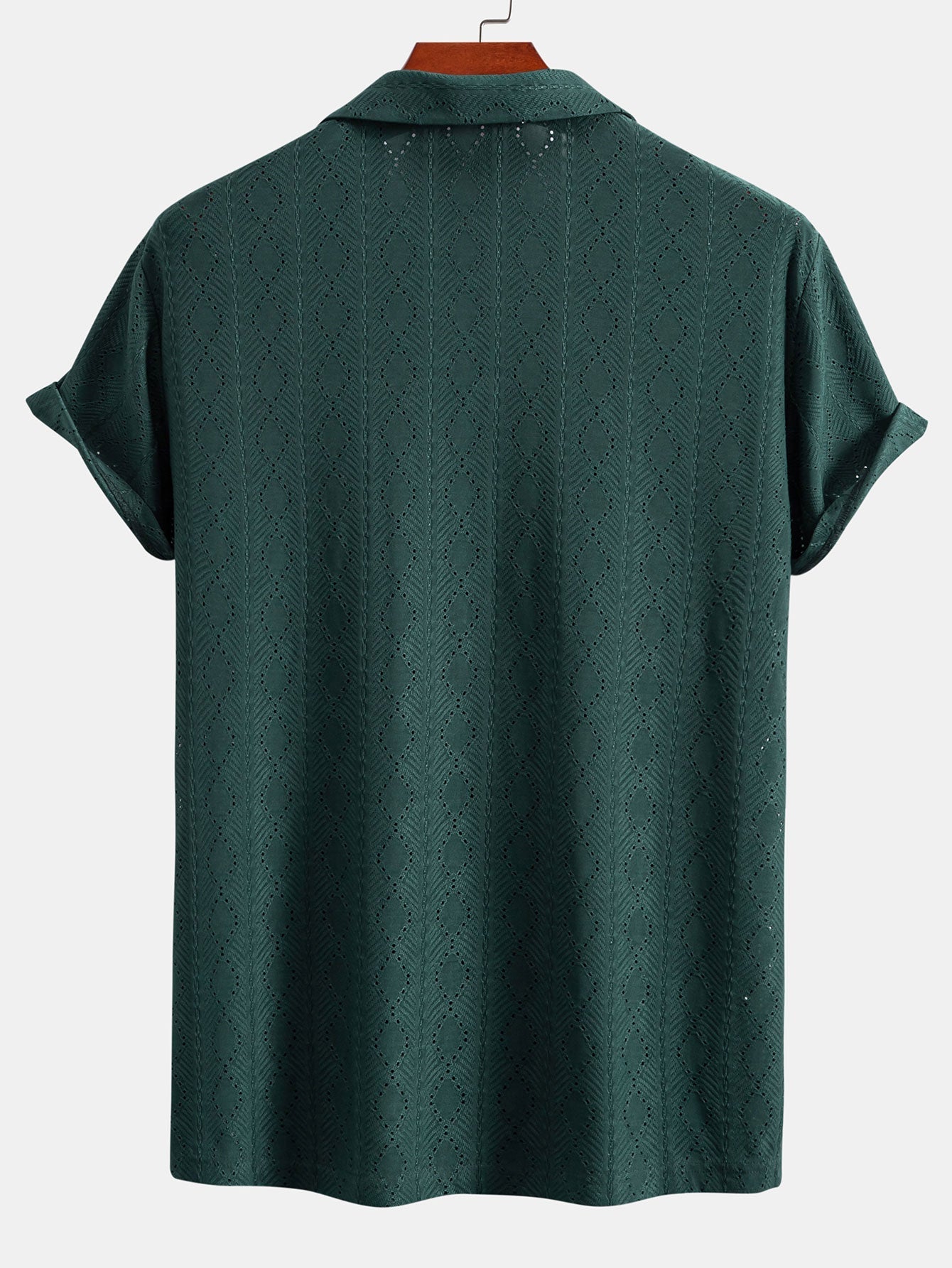 Muscle Fit Diamond Texture Cuban Shirt & Straight Leg Linen Pants