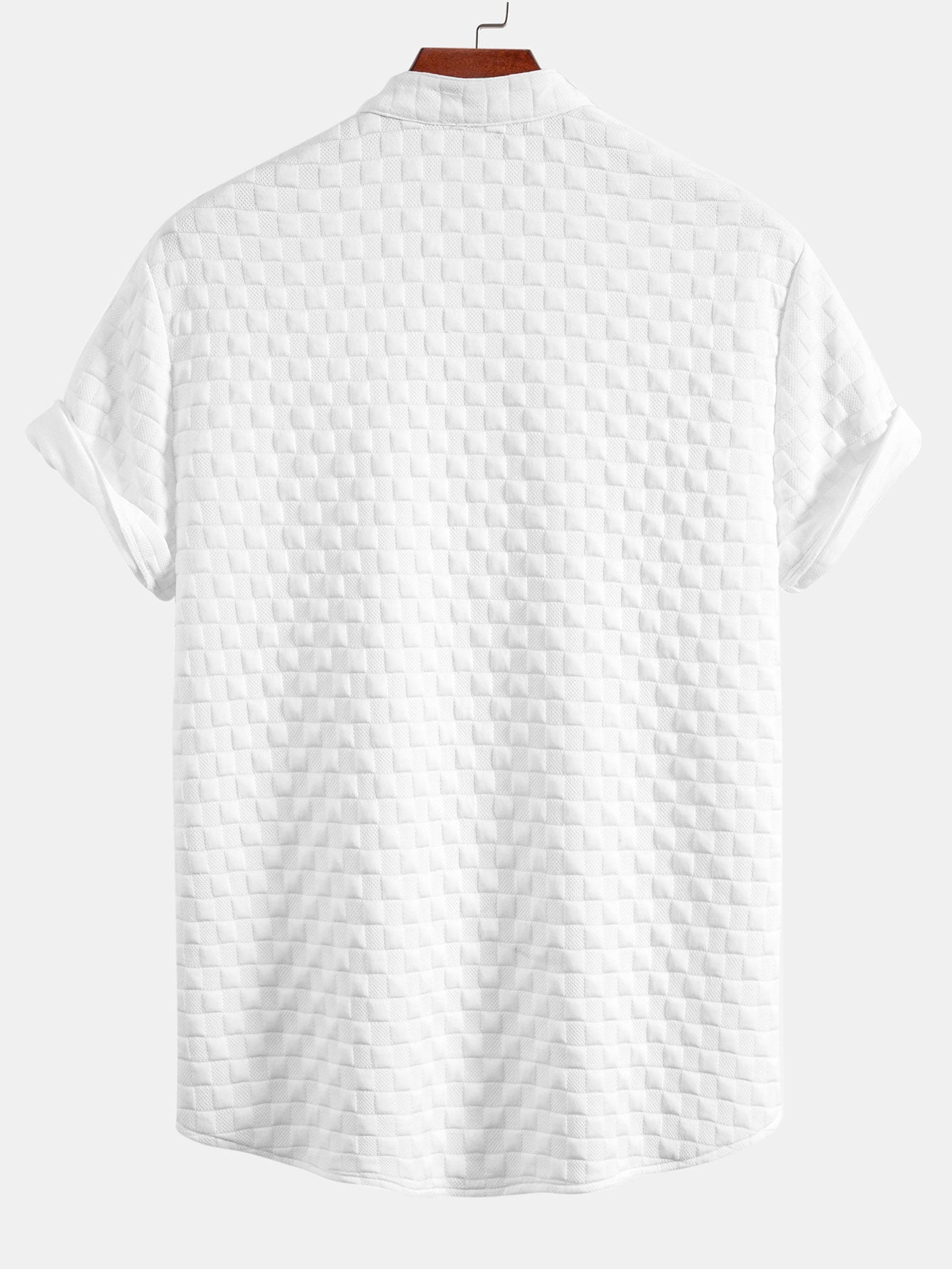 Checkerboard Stand Collar Shirt & Checkerboard Jacquard Shorts