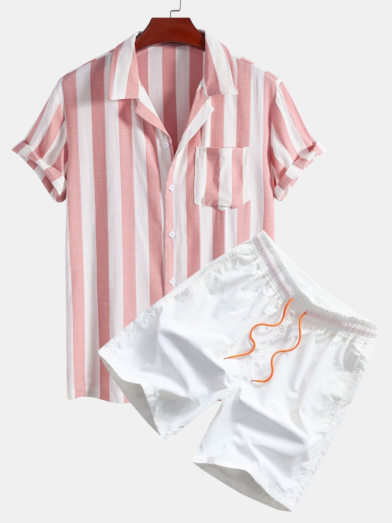 Striped Cuban Collar Shirt & Swim Shorts