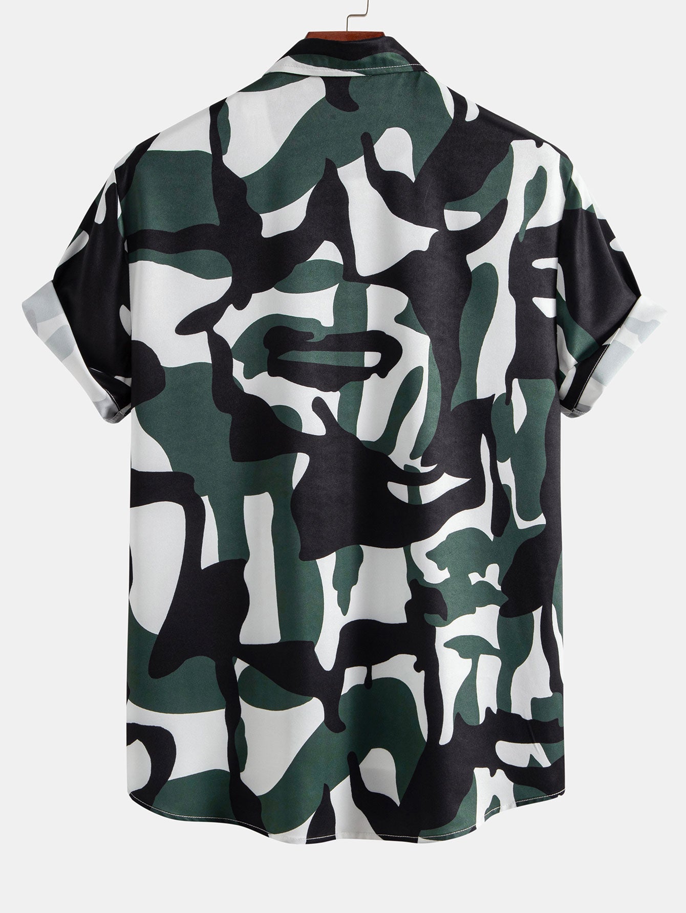 Colorblock Print Button Up Shirt & Swim Shorts