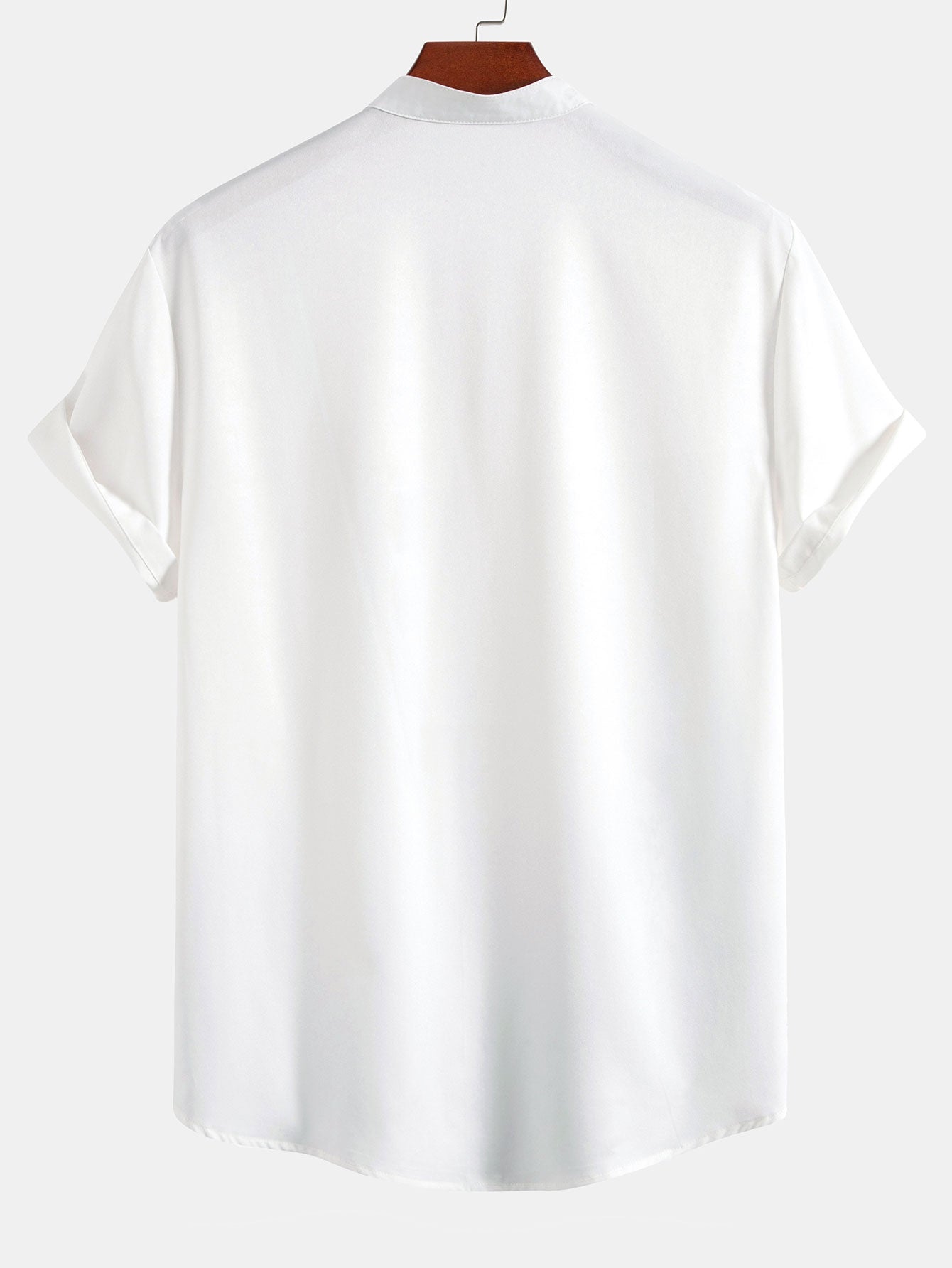 Ink Landscape Painting Stand Collar Shirt & Man Mid Length Drawstring Swim Shorts