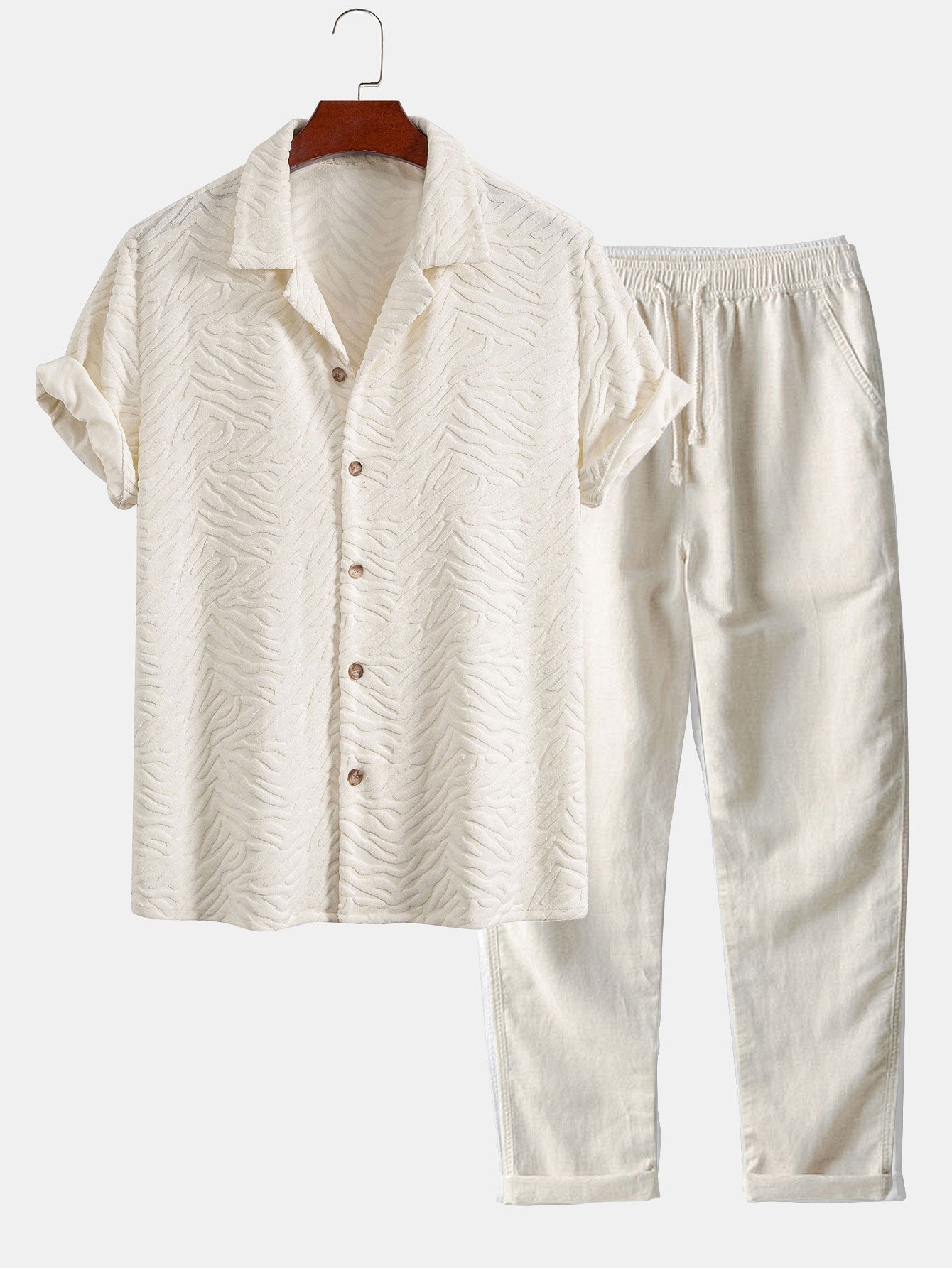 Animal Texture Terry Cuban Shirt & Straight Leg Linen Pants