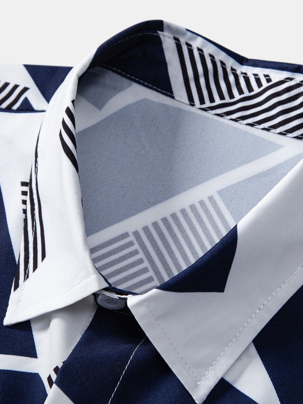 Color Block Geometry Print Button Up Shirt & Wrinkle Textured Straight Leg Pants