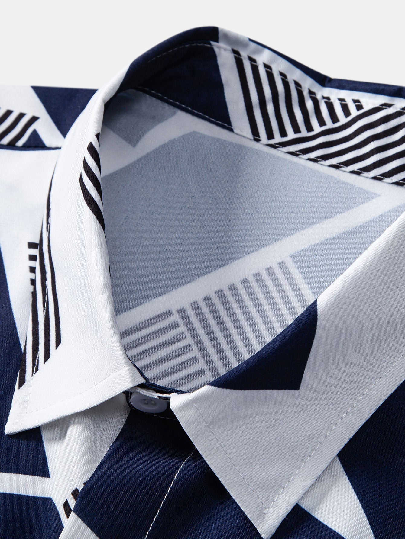 Color Block Geometry Print Button Up Shirt & Wrinkle Textured Straight Leg Pants