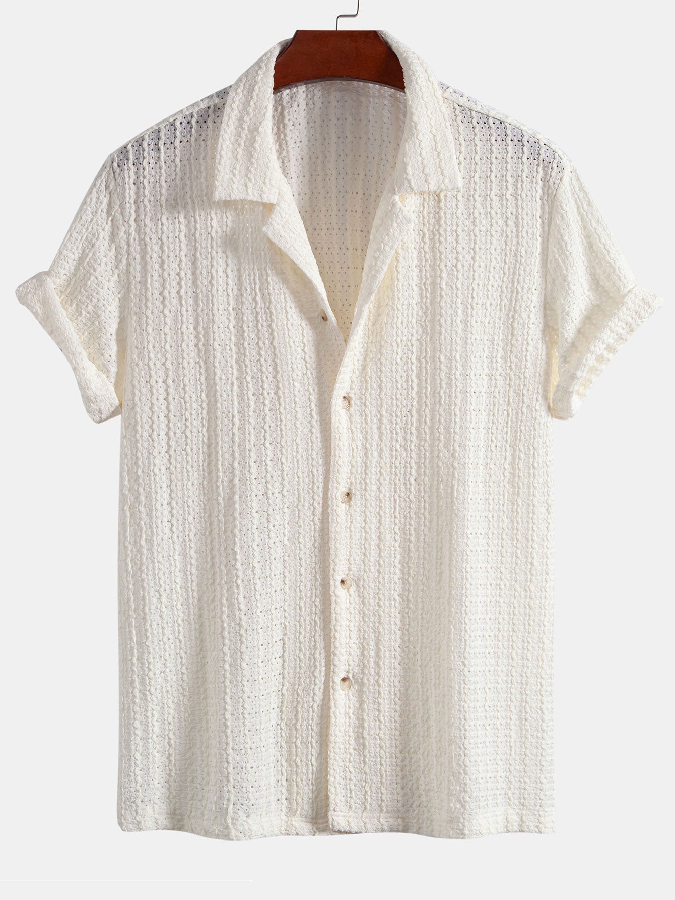 Texture Jacquard Cuban Shirt & Straight Leg Linen Pants