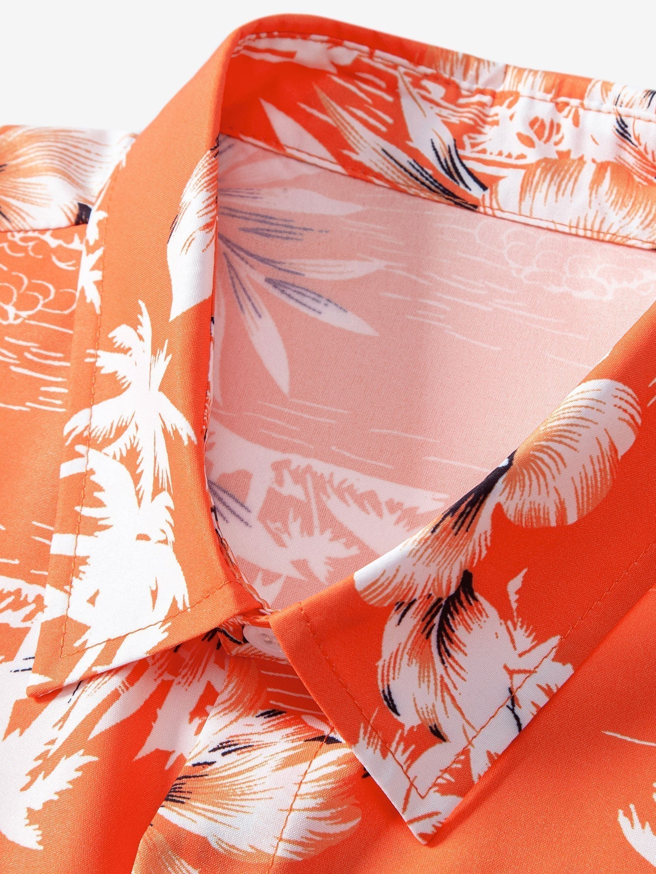 Palm Tree Tropical Flora Print Button Up Shirt & Swim Shorts