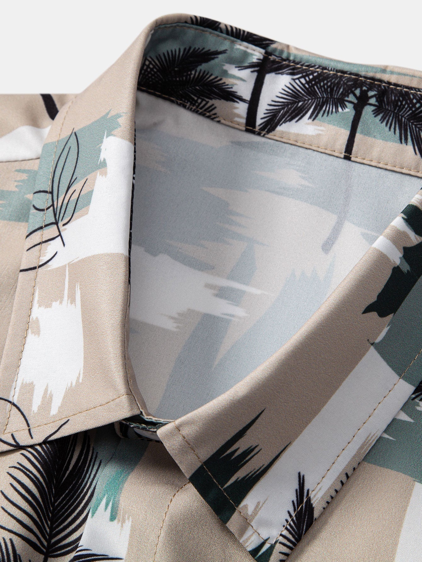 Palm Tree Color Block Print Button Up Shirt & Swim Shorts