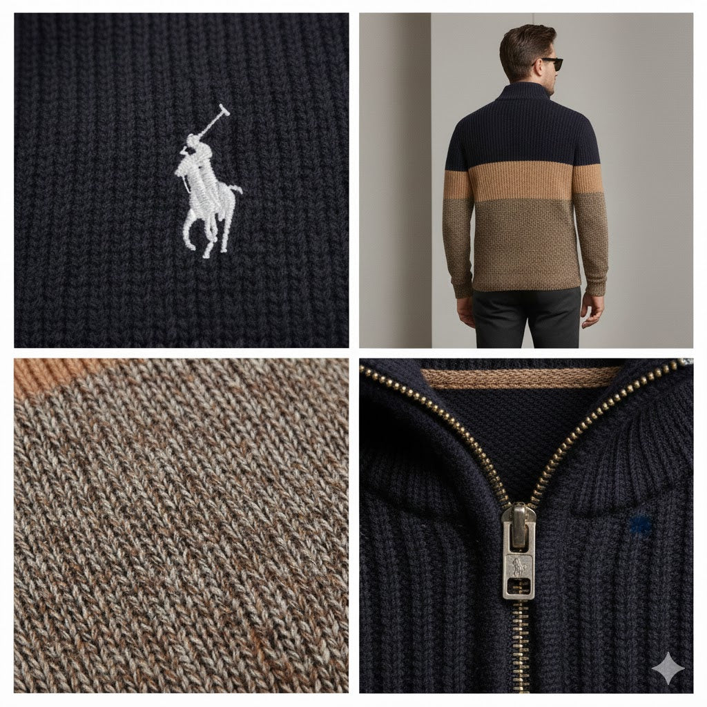 Rаⅼрh Ꮮаurеn - Pull à col montant demi-zippé