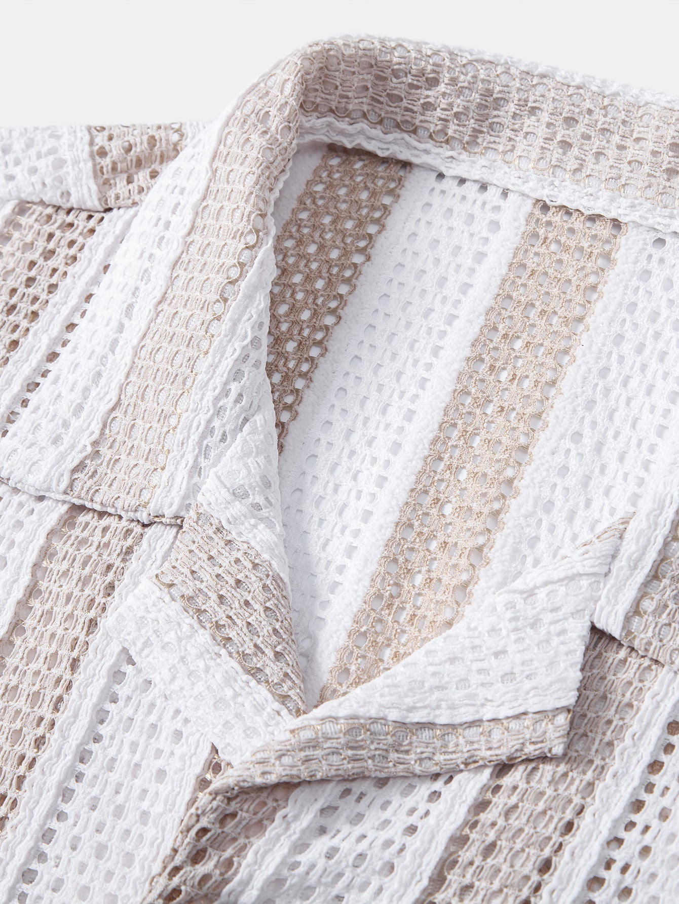 Striped Mesh Cuban Shirt & Linen Drawstring Shorts