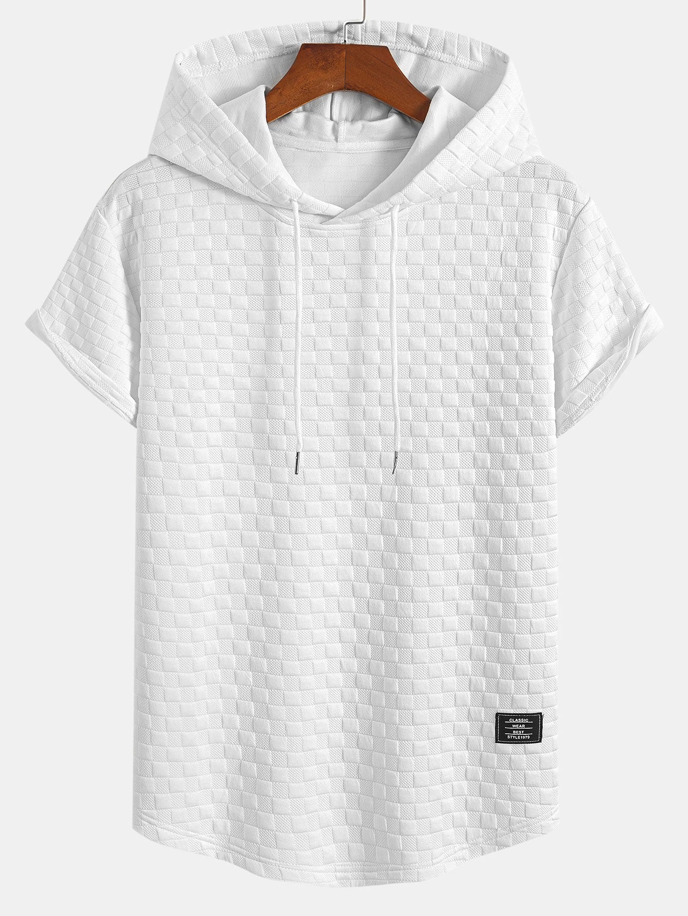 Checkerboard Jacquard  Arc Hem Hooded T-Shirt & Checkerboard Jacquard Shorts