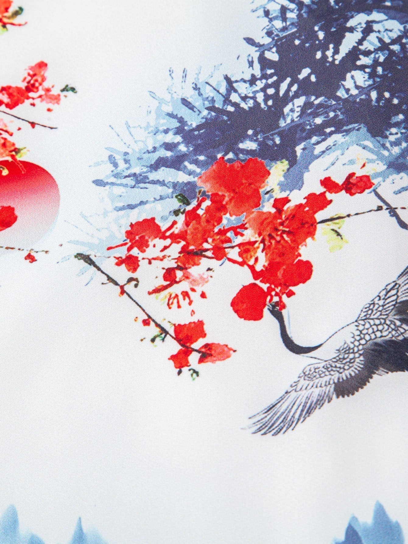 Oriental Ink Painting Button Up Shirt & Man Mid Length Drawstring Swim Shorts