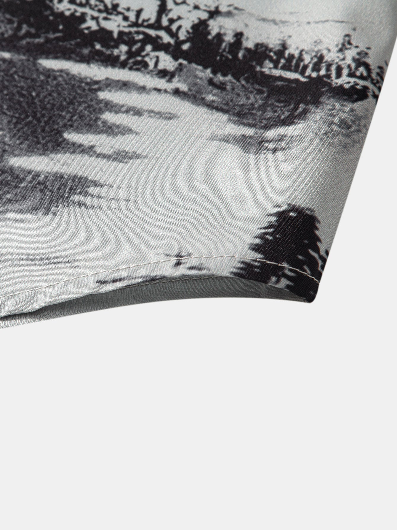 Ink Mountain And River Shirt & Man Mid Length Drawstring Swim Shorts