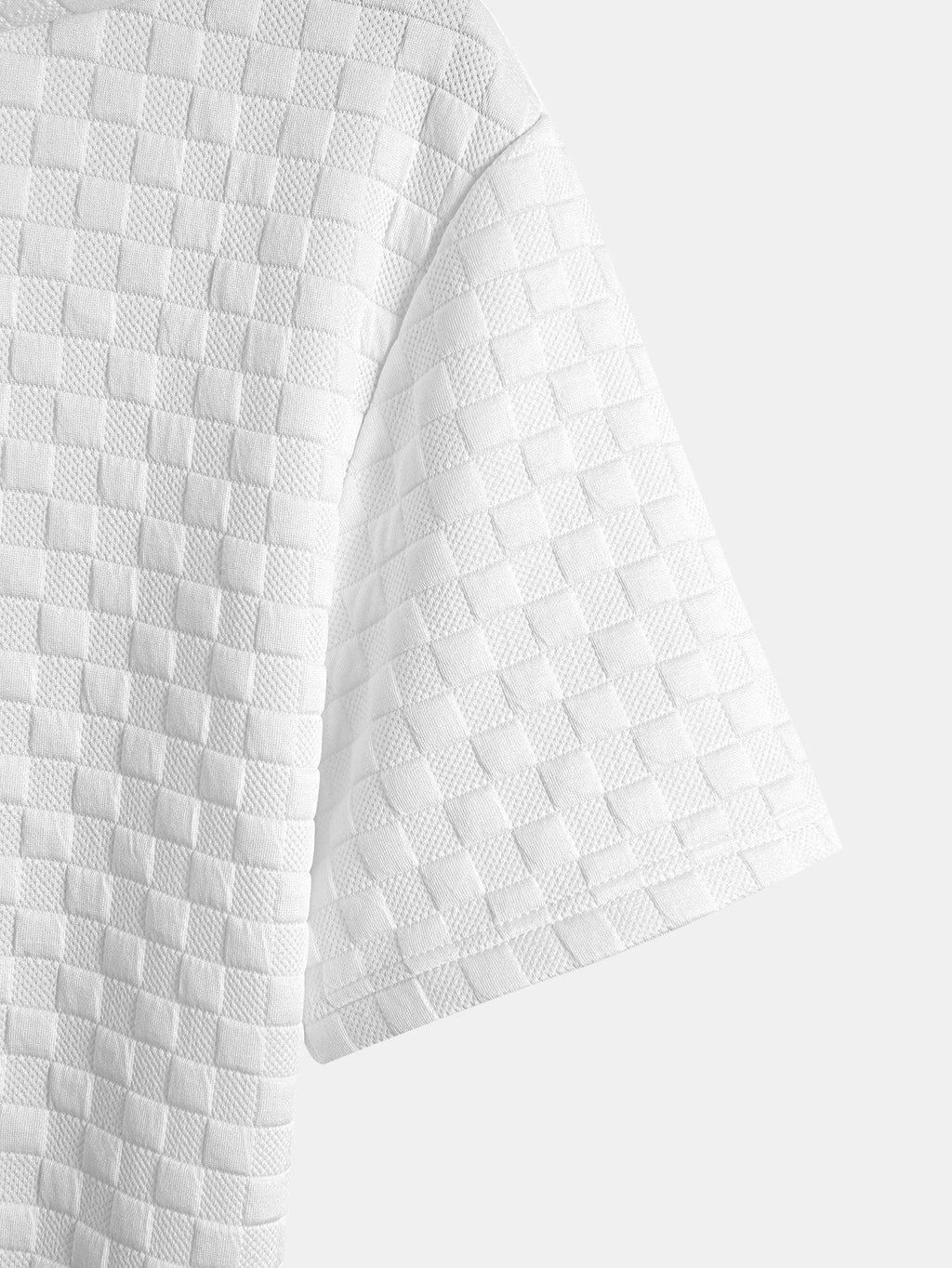 Checkerboard Jacquard  Arc Hem Hooded T-Shirt & Checkerboard Jacquard Shorts