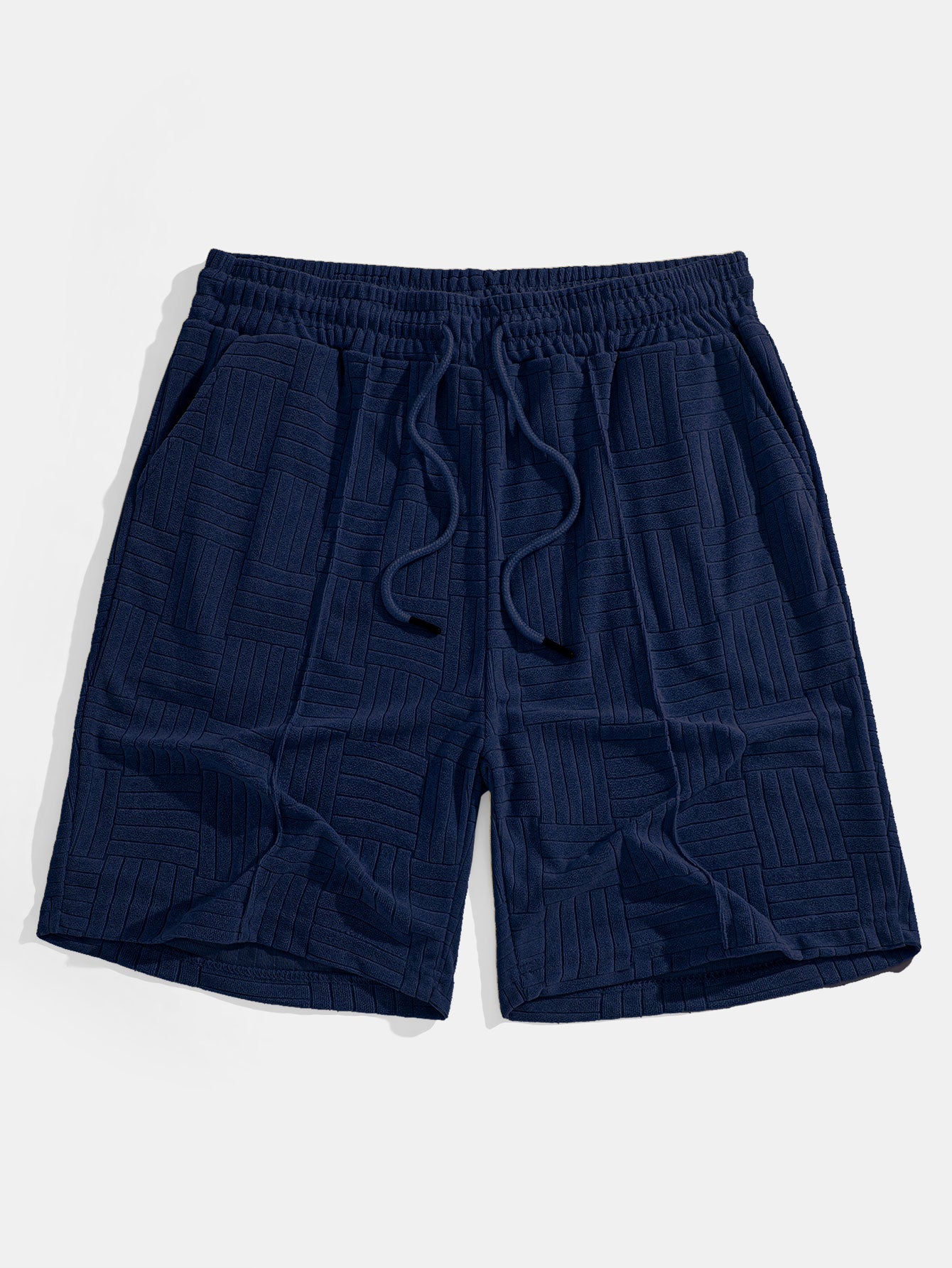 Striped Towelling Texture Arc Hem T-Shirt & Shorts