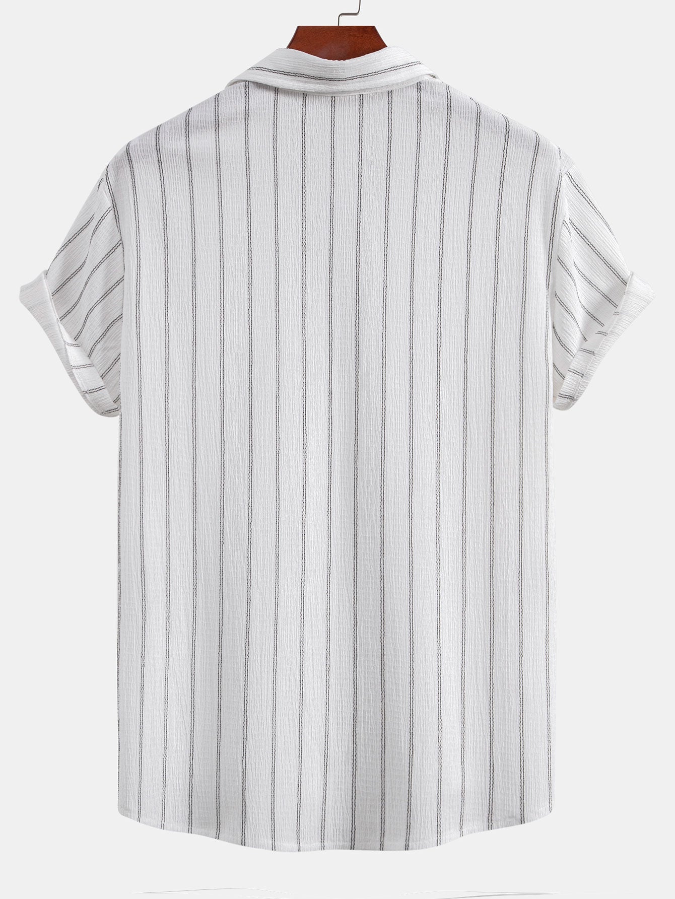 Stripe Textured Button Up Shirt & Straight Leg Linen Pants