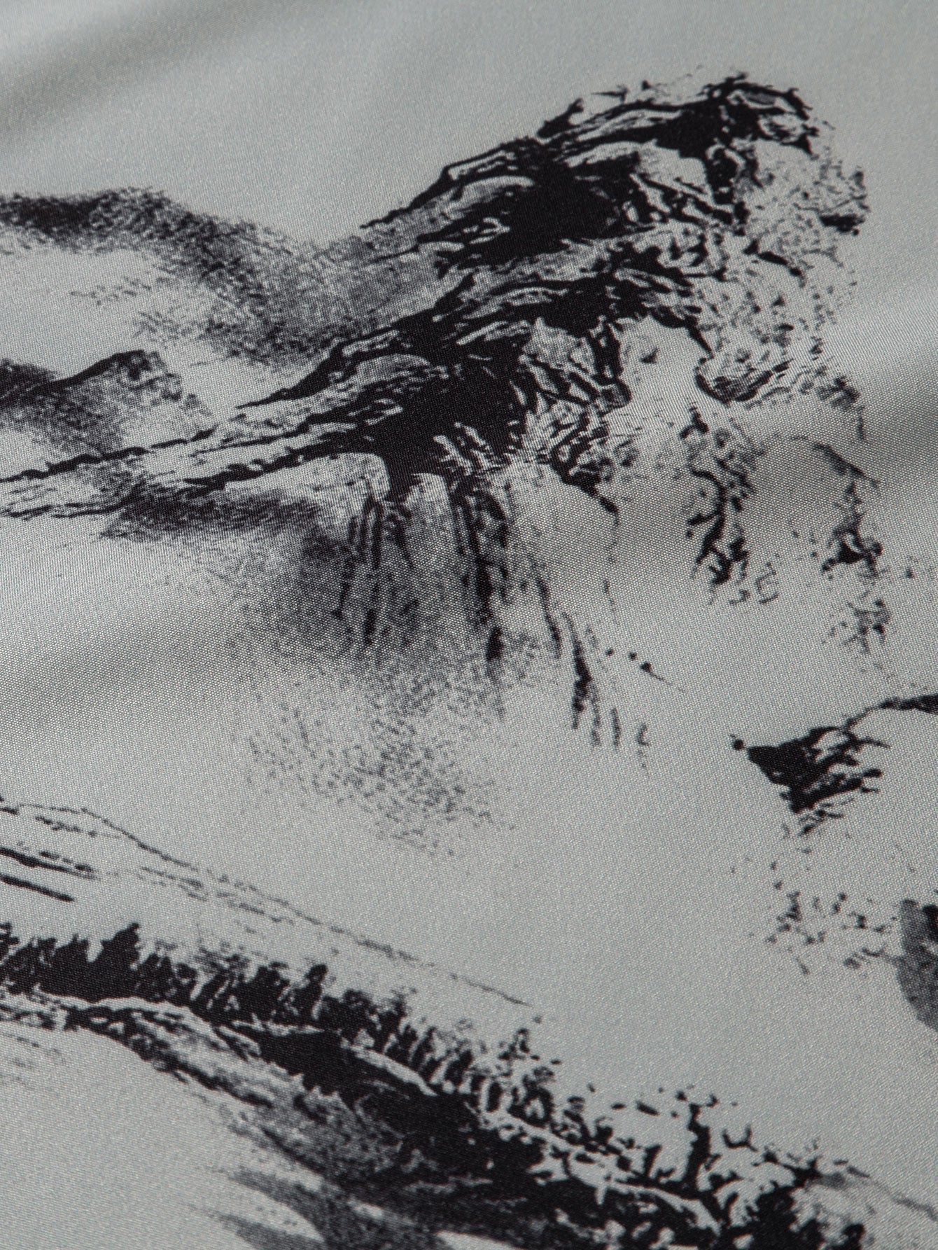 Ink Mountain And River Shirt & Man Mid Length Drawstring Swim Shorts