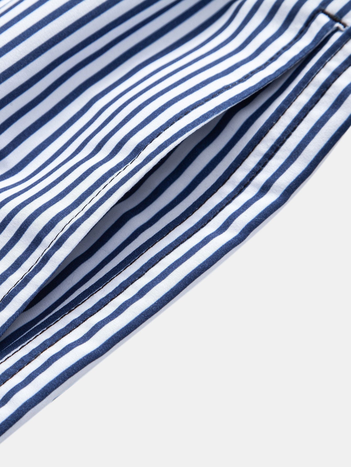 Linen Look Cotton Button Up Shirt & Stripe Print Swim Shorts