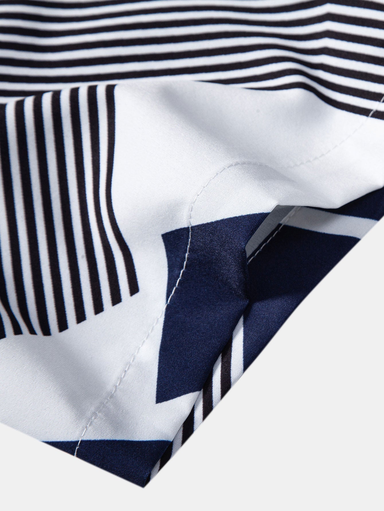 Color Block Geometry Print Button Up Shirt & Swim Shorts