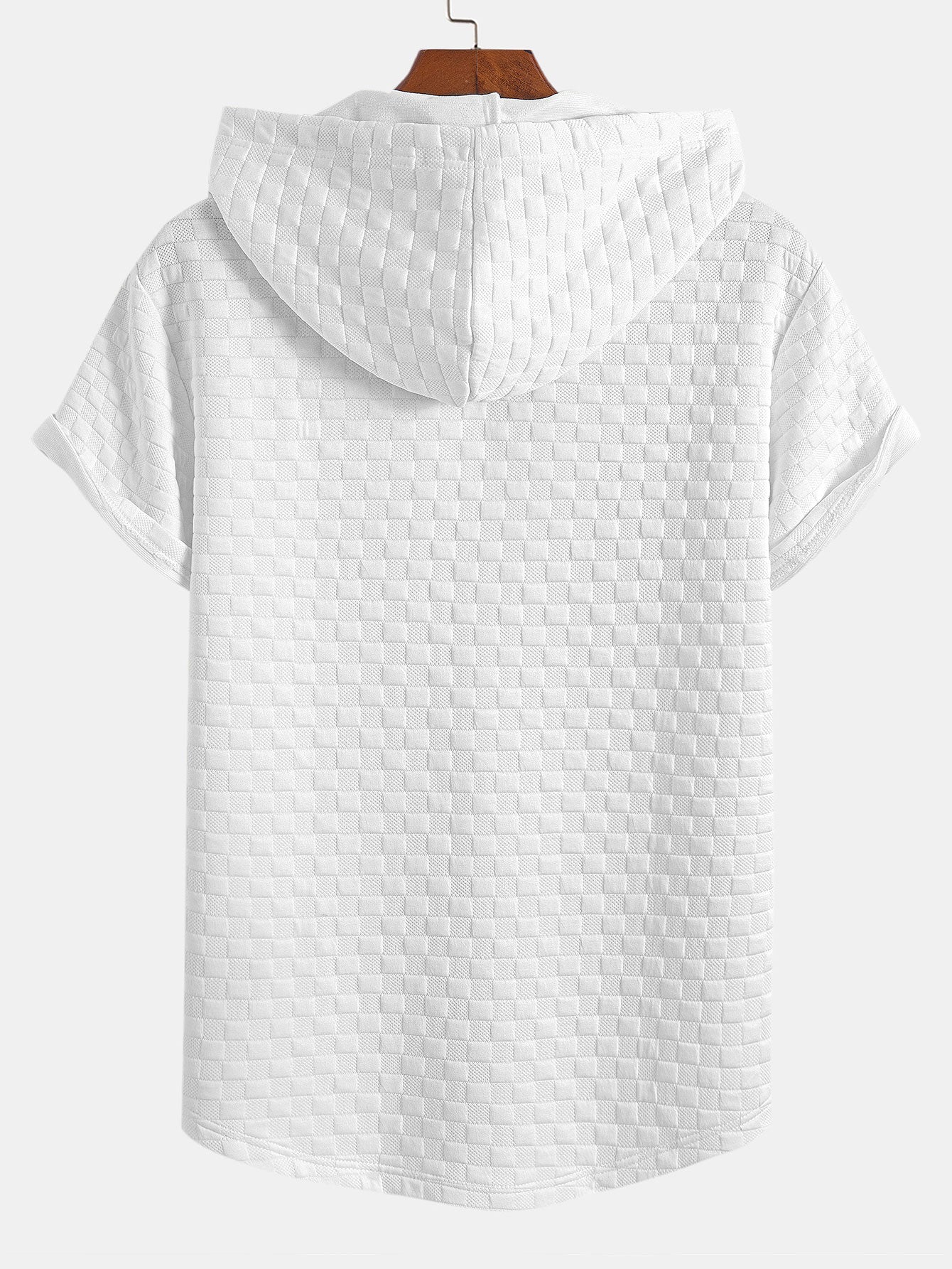 Checkerboard Jacquard  Arc Hem Hooded T-Shirt & Checkerboard Jacquard Shorts