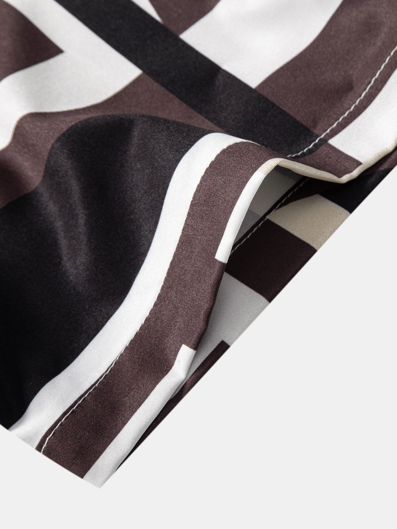 Geometry Colorblock Print Button Up Shirt & Swim Shorts