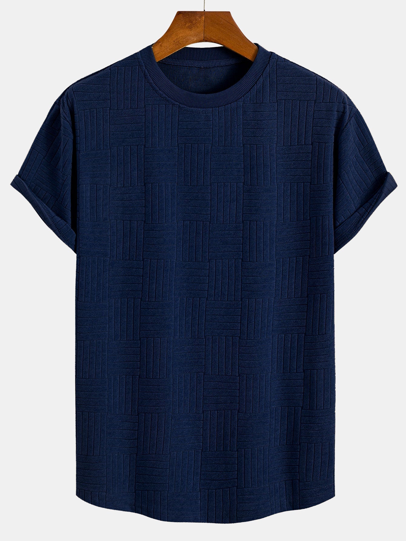 Striped Towelling Texture Arc Hem T-Shirt & Shorts