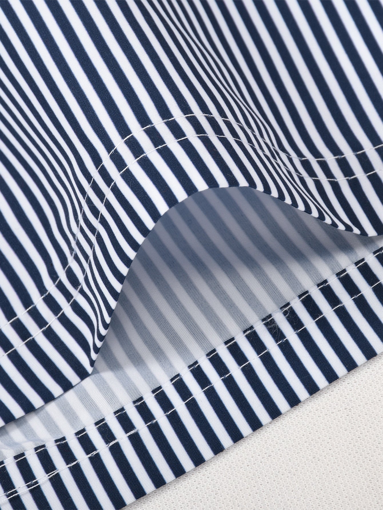 Island Sailing Print Button Up Shirt & Vertical Striped Drawstring Swim Shorts