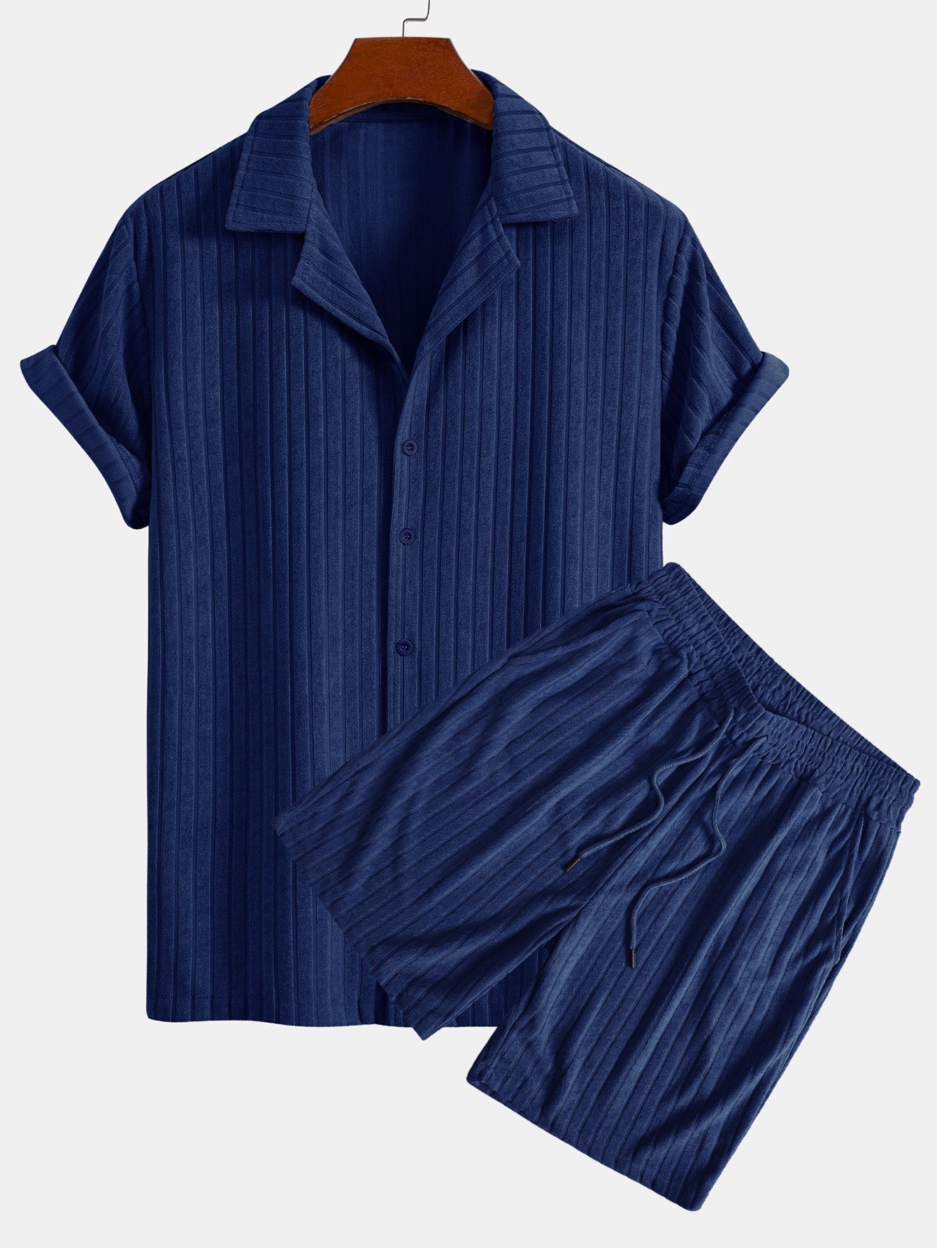 Striped Terry Cuban Shirt & Striped Terry Cuban Shorts