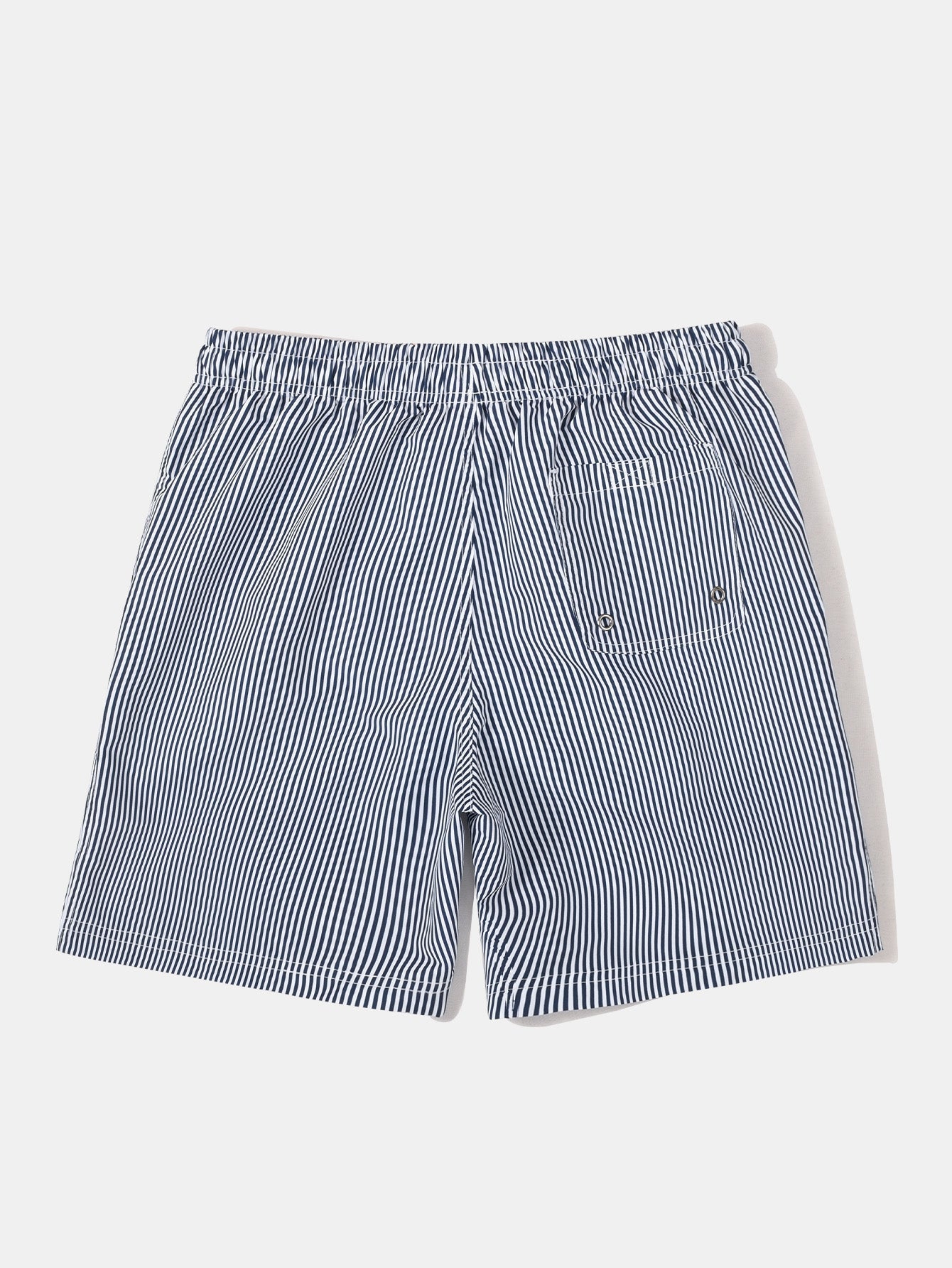 Island Sailing Print Button Up Shirt & Vertical Striped Drawstring Swim Shorts