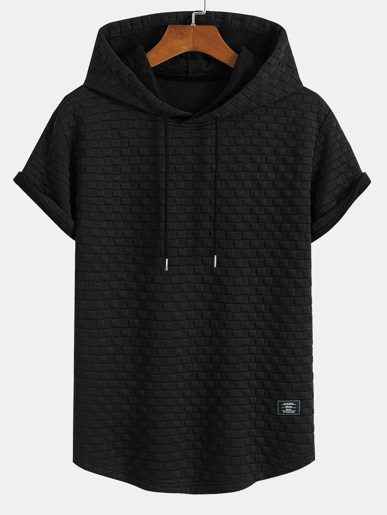 Checkerboard Jacquard  Arc Hem Hooded T-Shirt & Checkerboard Jacquard Shorts